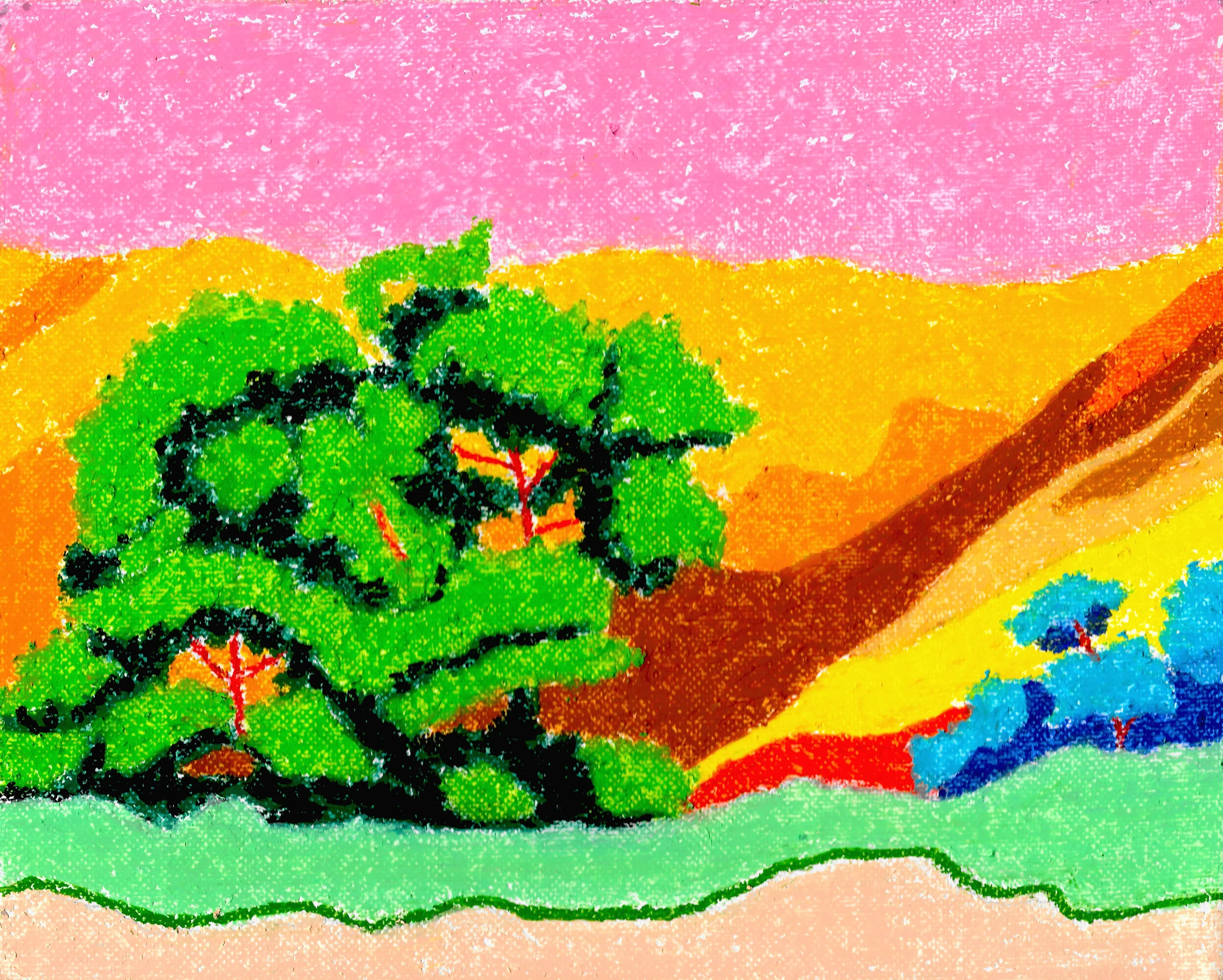 Castelluccio di Norcia - Oil pastel on canvas board - 8 x 10 inches / 20.32 x 25.4 cm - 2021 - Available