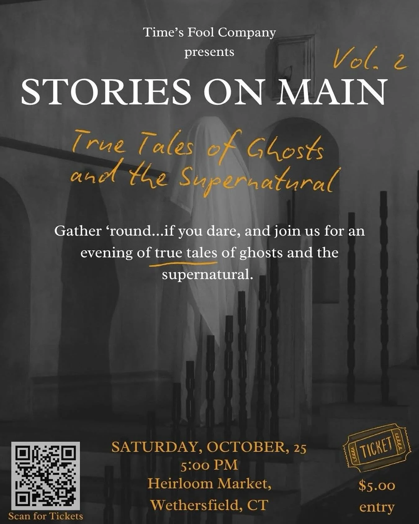 Live from @heirloommarket in historic Old Wethersfield, join our storytellers as they share with you true tales of personal encounters with ghosts and the supernatural (aliens included)!

Tickets are just $5 and on sale NOW at the link in our bio!