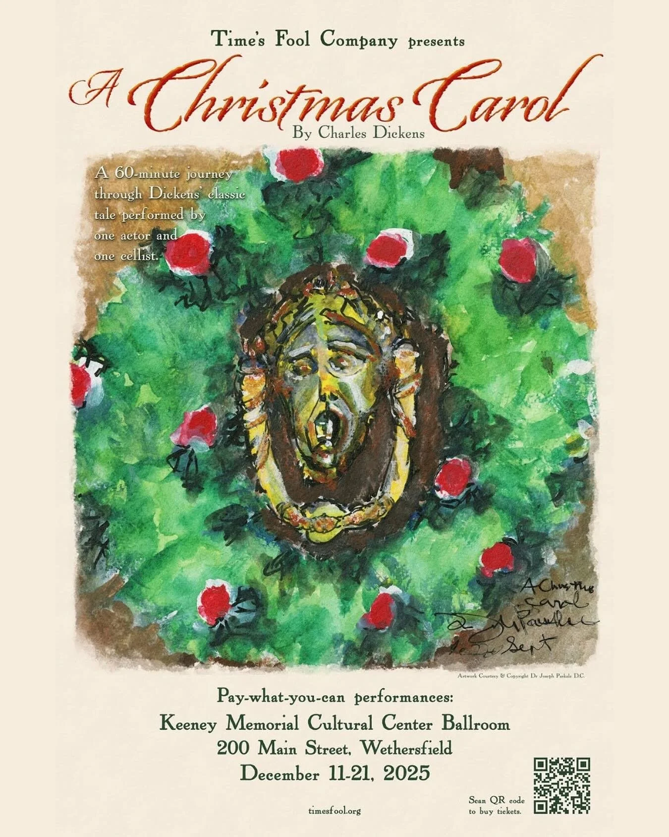 Join us for our annual holiday offering of A Christmas Carol! 

Join us by lamplight as one performer and a cellist take you on a journey through Dickens&rsquo; classic tale.

55 minutes, no intermission, general admission.

Ticket are Pay What You C