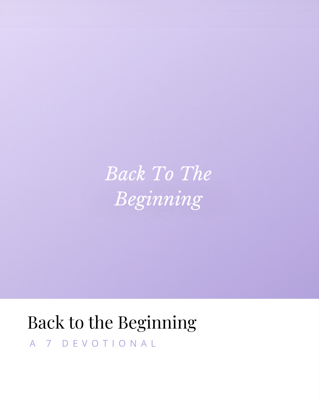 Back To The Beginning