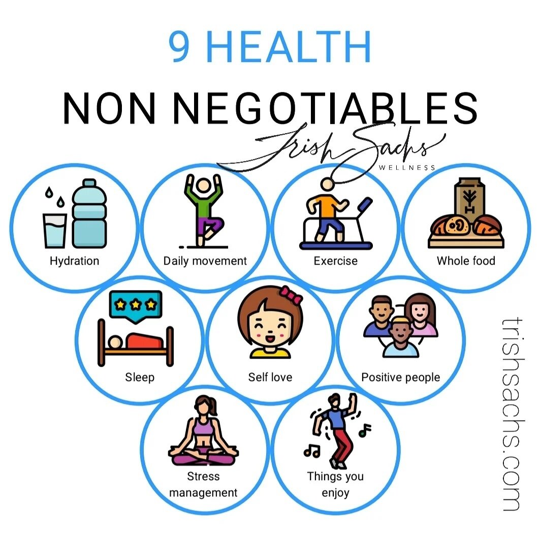 Make these 9 your personal non-negotiables and dial on your Optimal Wellness...
trishsachs.com/optimal-you
#dialitin #optimalwellness #optimalyou #optimalifestyle #hydration #movement #nutritionmatters #nutrientdense #lifeinbalance #justdoit #bettery