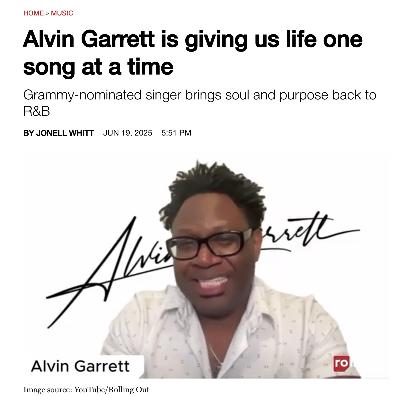 Rolling Out: Alvin Garrett is giving us life one song at a time