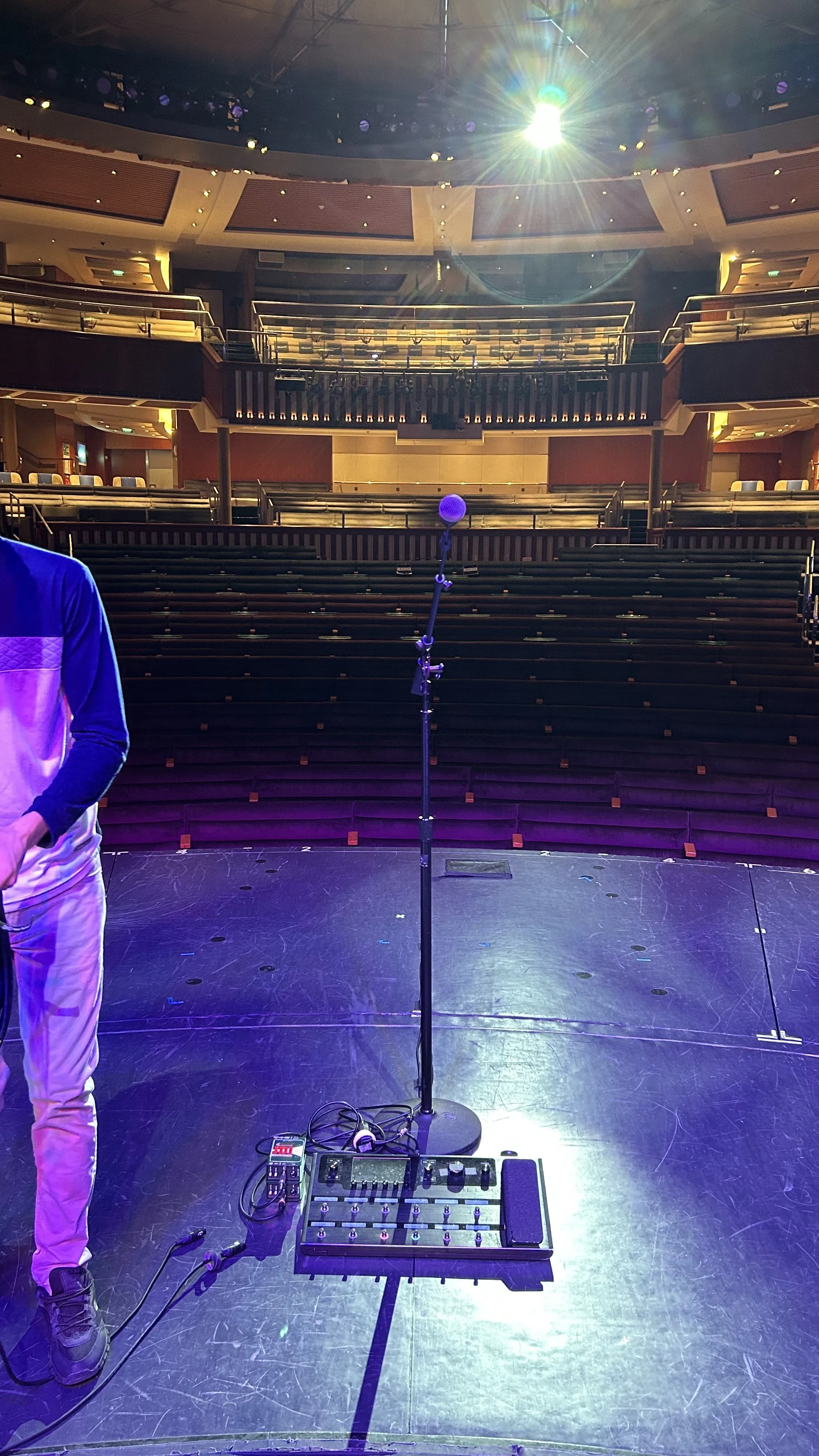 My equipment setup on the Celebrity Constellation looking out at an empty auditorium