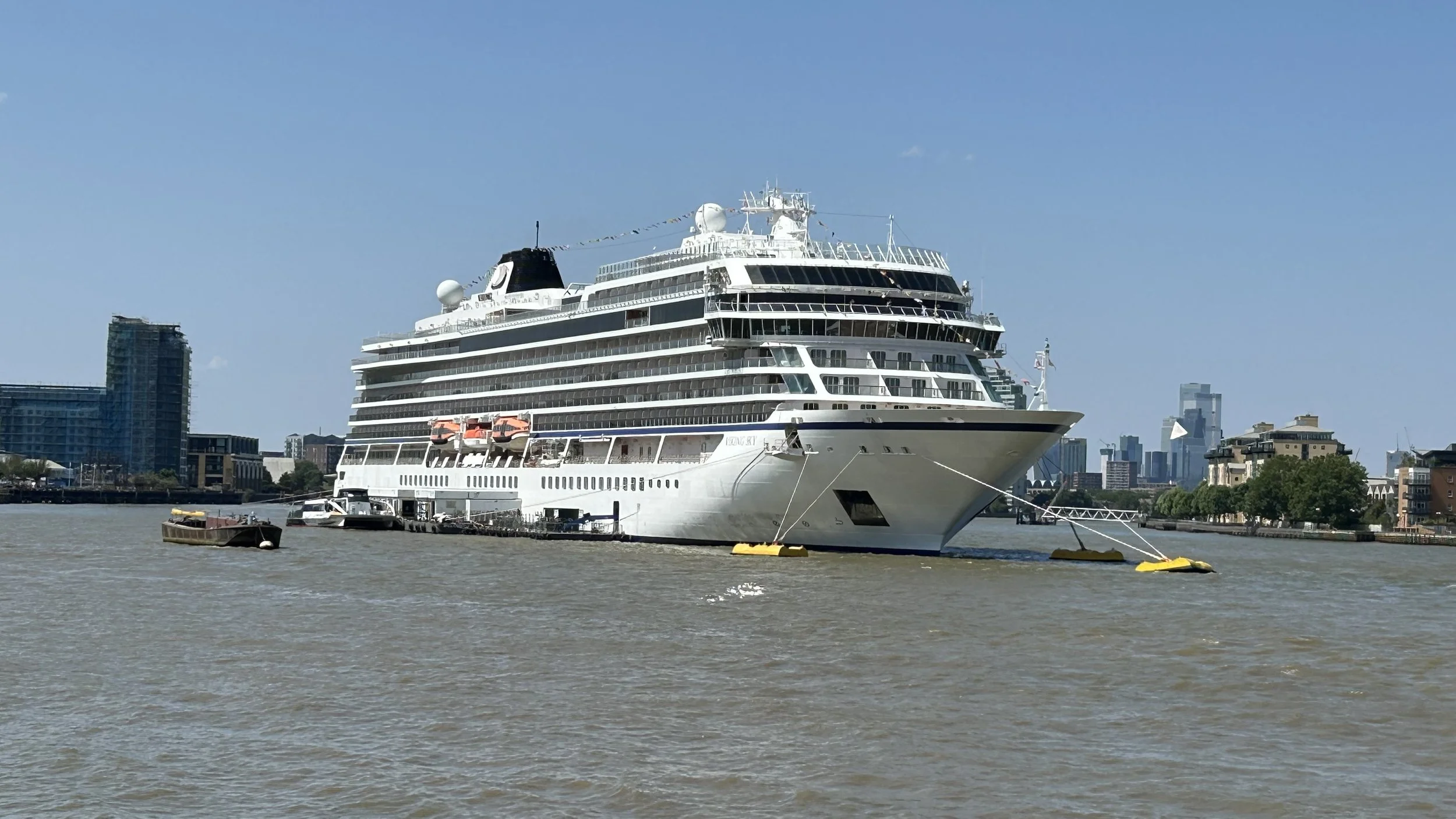The Viking Sky moored near Greenwich, London
