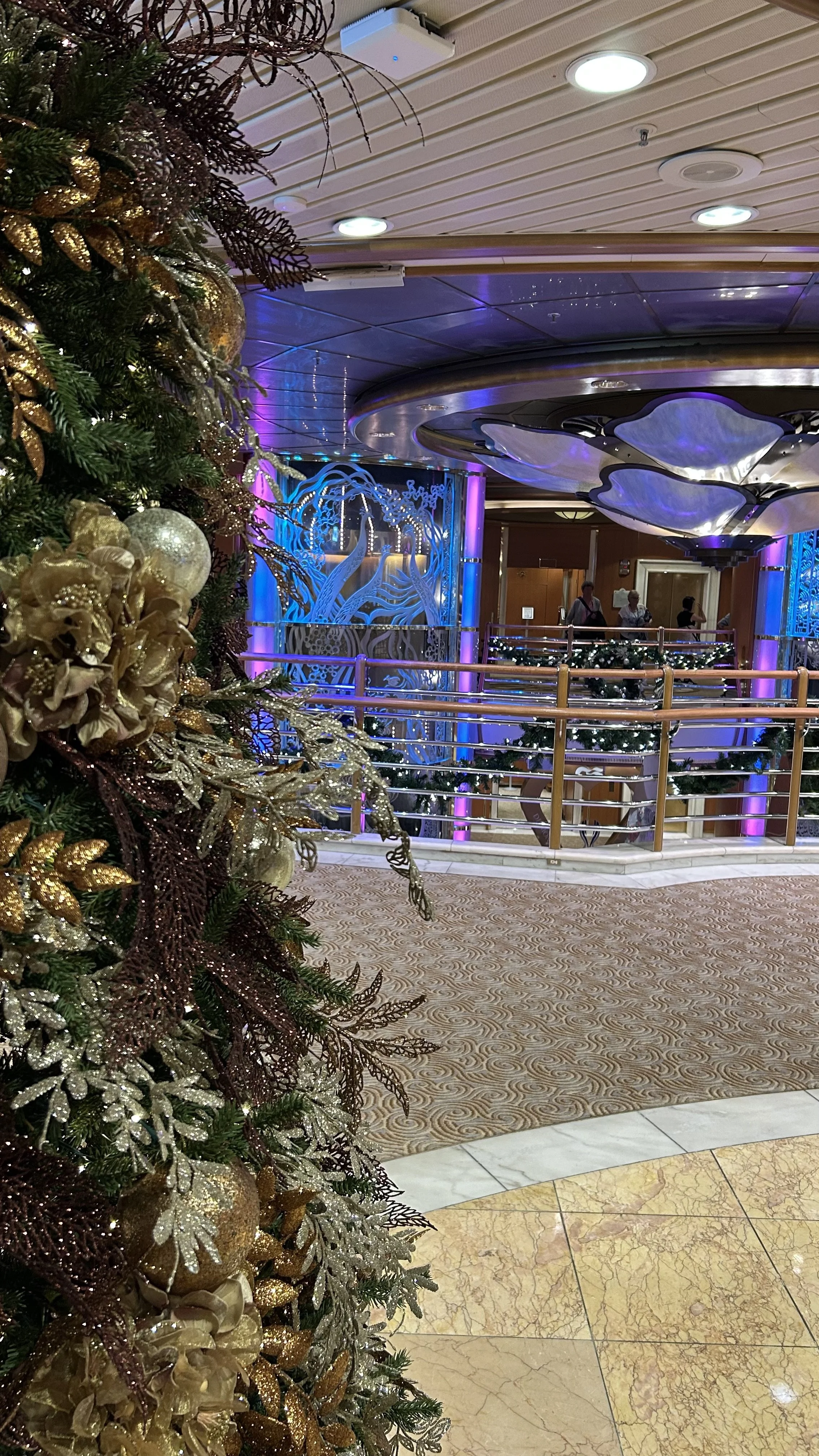 A Christmas tree on deck seven of the diamond Princess in 2025