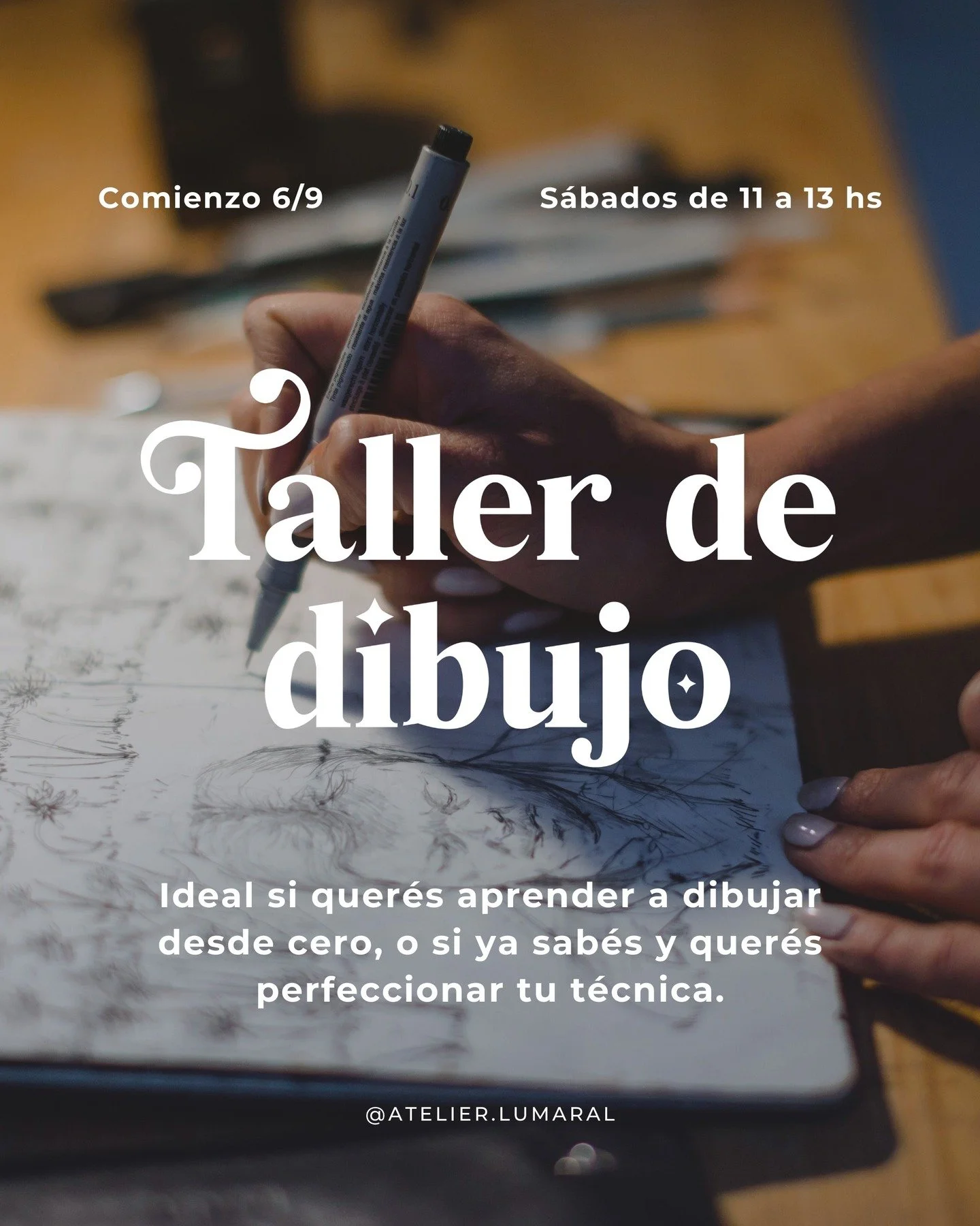 🎨 &iexcl;Nuevo taller en el Atelier Lumaral!

Con Ana Neumann @anadibujoypintura vas a explorar el dibujo desde cero, en un taller pensado tanto para principiantes como para quienes quieran profundizar lo que ya saben.

👉 4 m&oacute;dulos a tu medi