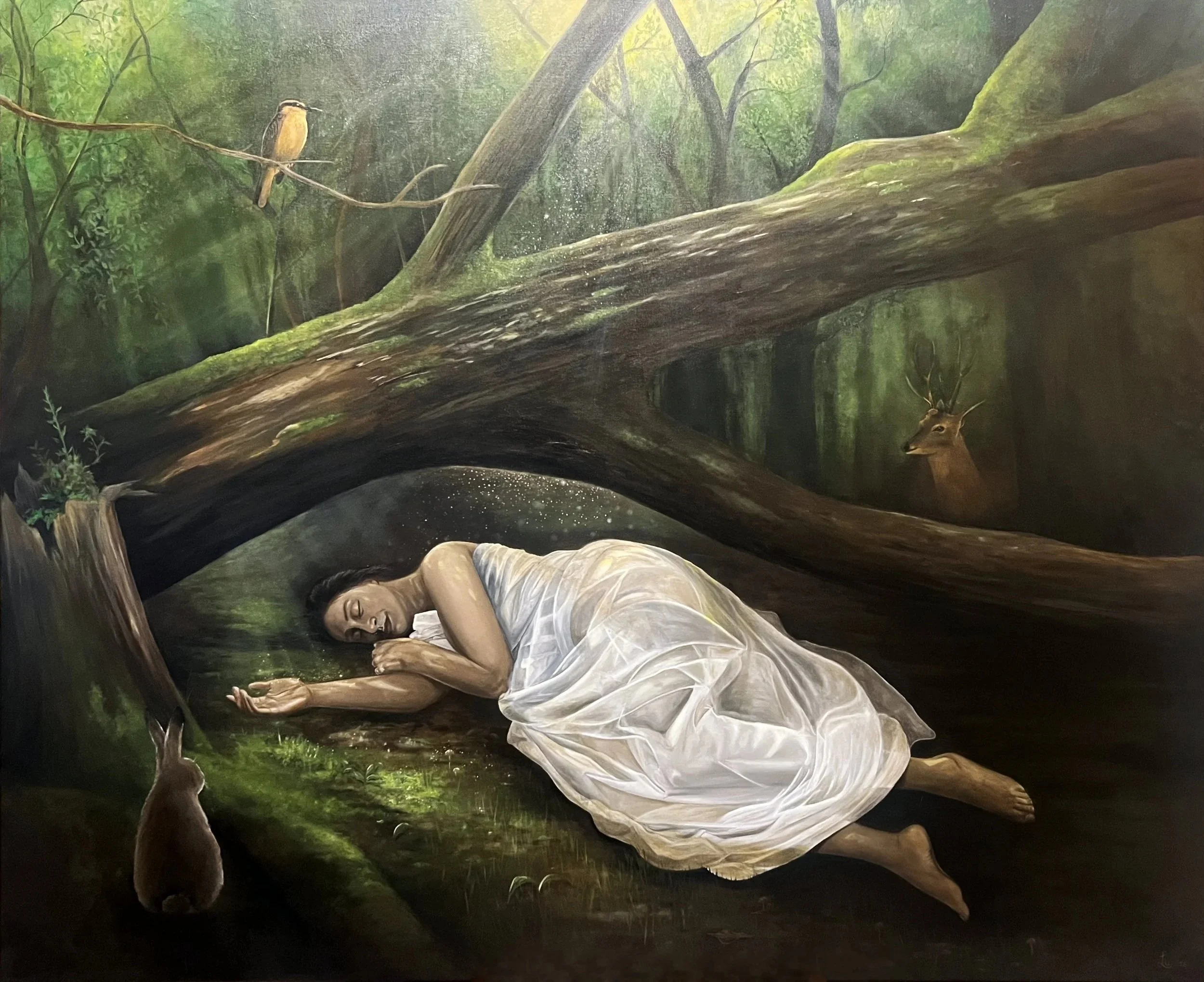 "Dríada" (2026) — Acrílico y óleo sobre lienzo