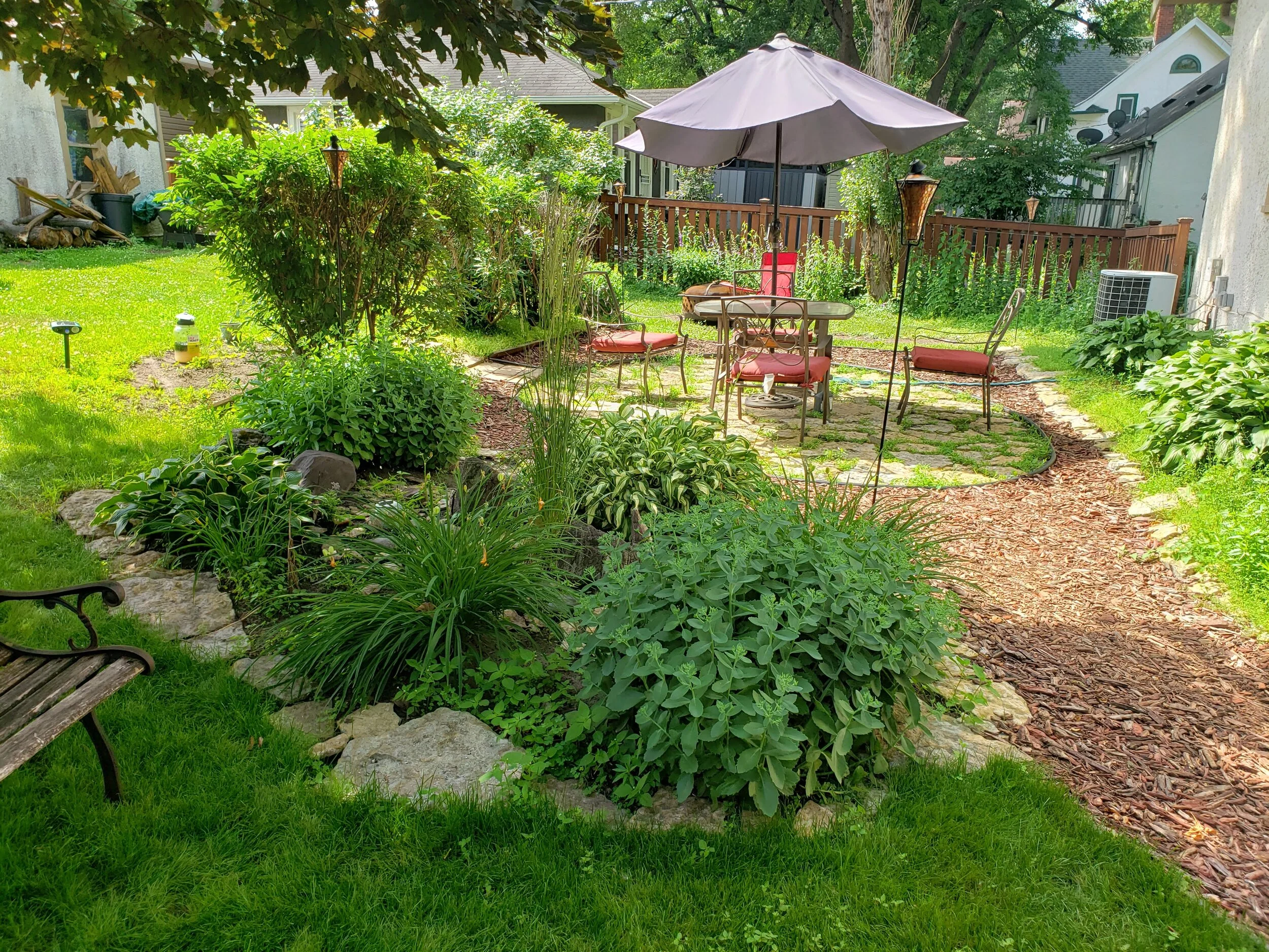 View from the backyard in summer - Charlie's artistry.