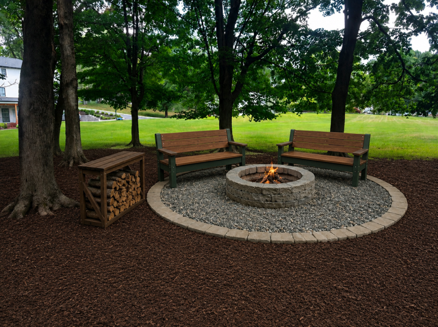 A rendering of the new benches and fire pit