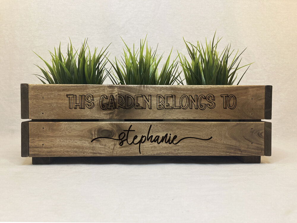 Personalized Wood Planter Box - Engraved - First Name — Live A Simple Life