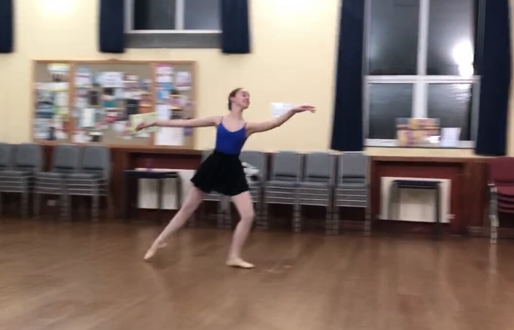 Vocational ballet student rehearsing, RAD Inter Foundation, Alta Academy of Dance Brighton dance studio