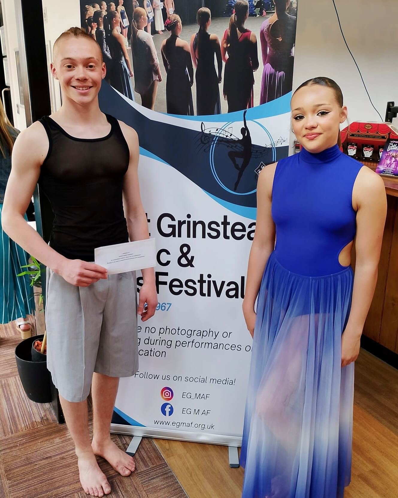 What a lovely way to end Easter Grinstead festival with brother and sister duo invited by the adjudicator to perform their solos at the bursary class just before the prize giving yesterday. Zak performed his contemporary solo and Ella her lyrical sol