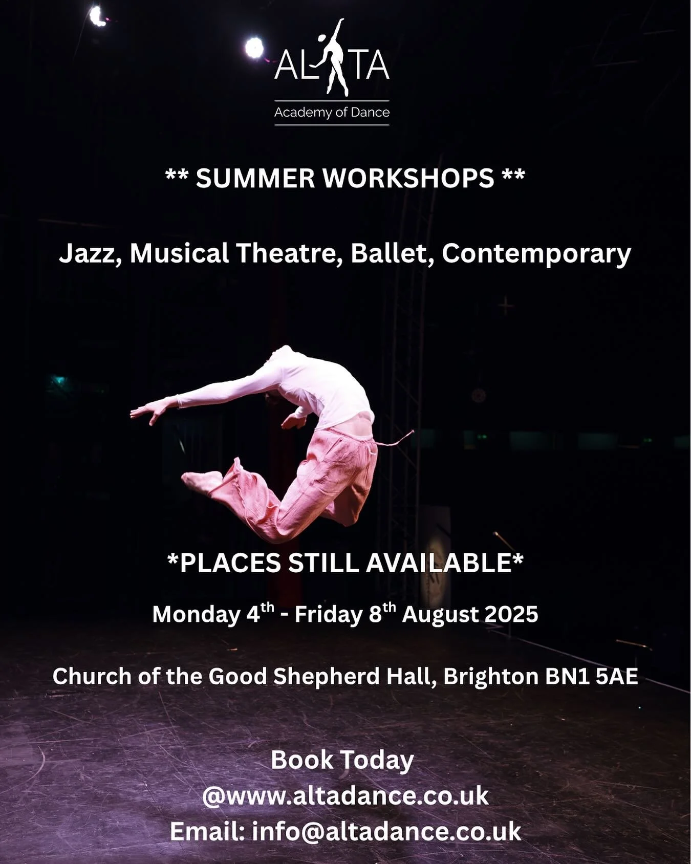We’ve got a great week lined up with our Summer workshop on 4th - 8th August 2025.
Explore different genres and the chance to get creative.
Jazz • Musical Theatre • Contemporary • Ballet • Crafts
Some dance or similar ex