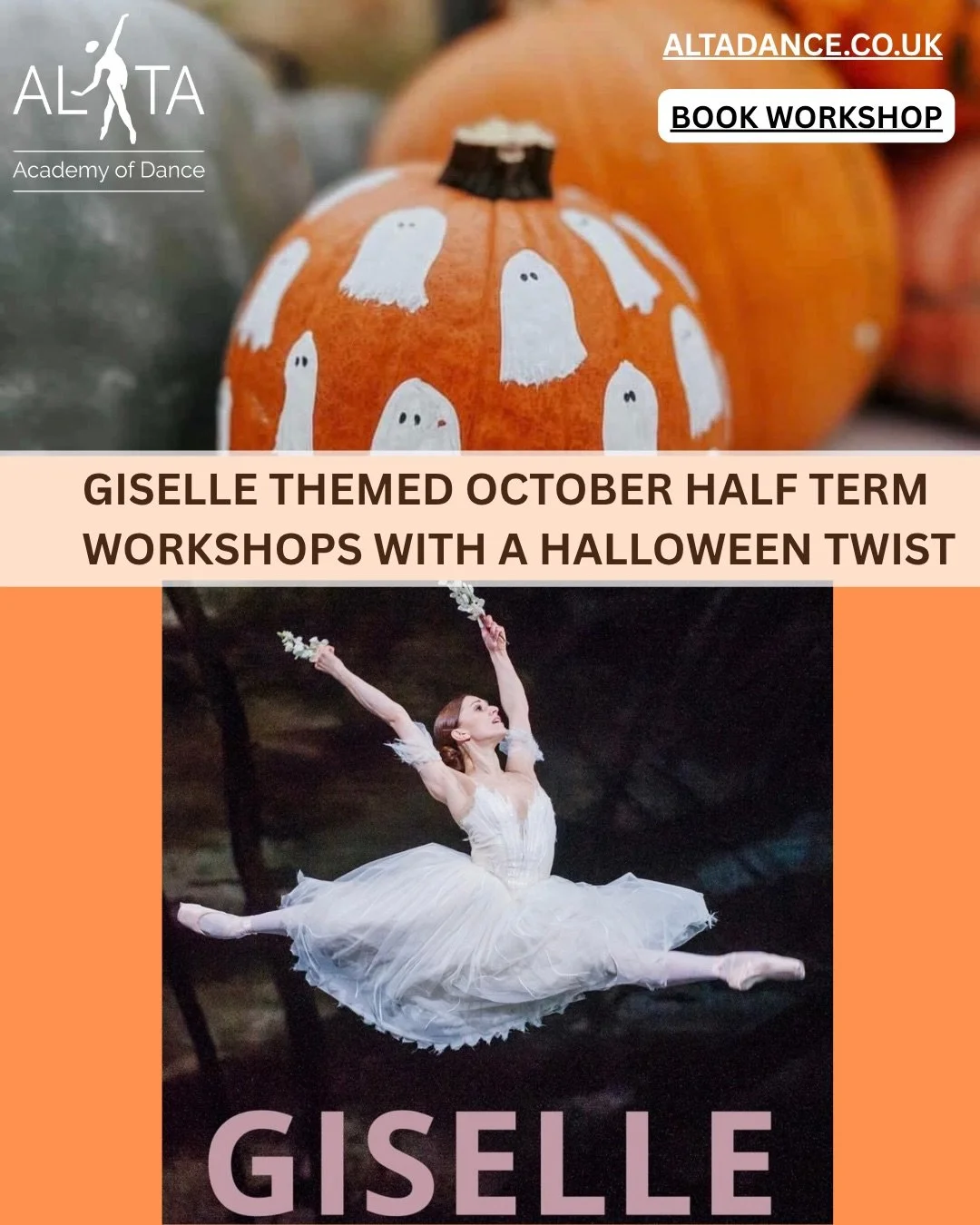 🎃OCTOBER HALF TERM FUN🎃

Our popular holiday workshops are back! 

Join us in October half term on Tuesday 27 and Wednesday 28 October for some pre Halloween fun with dance and crafts. 

Children will explore the story of Giselle and get creative w