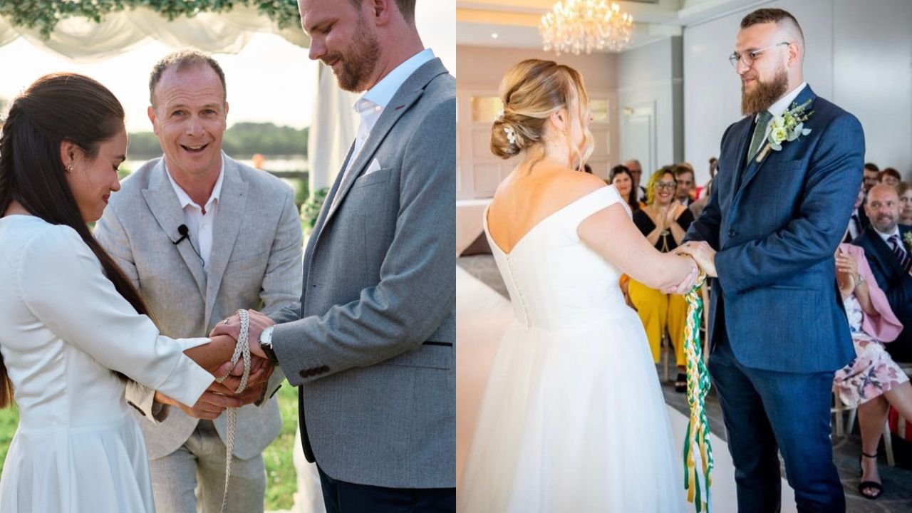Handfasting ceremony with wedding celebrant david willis