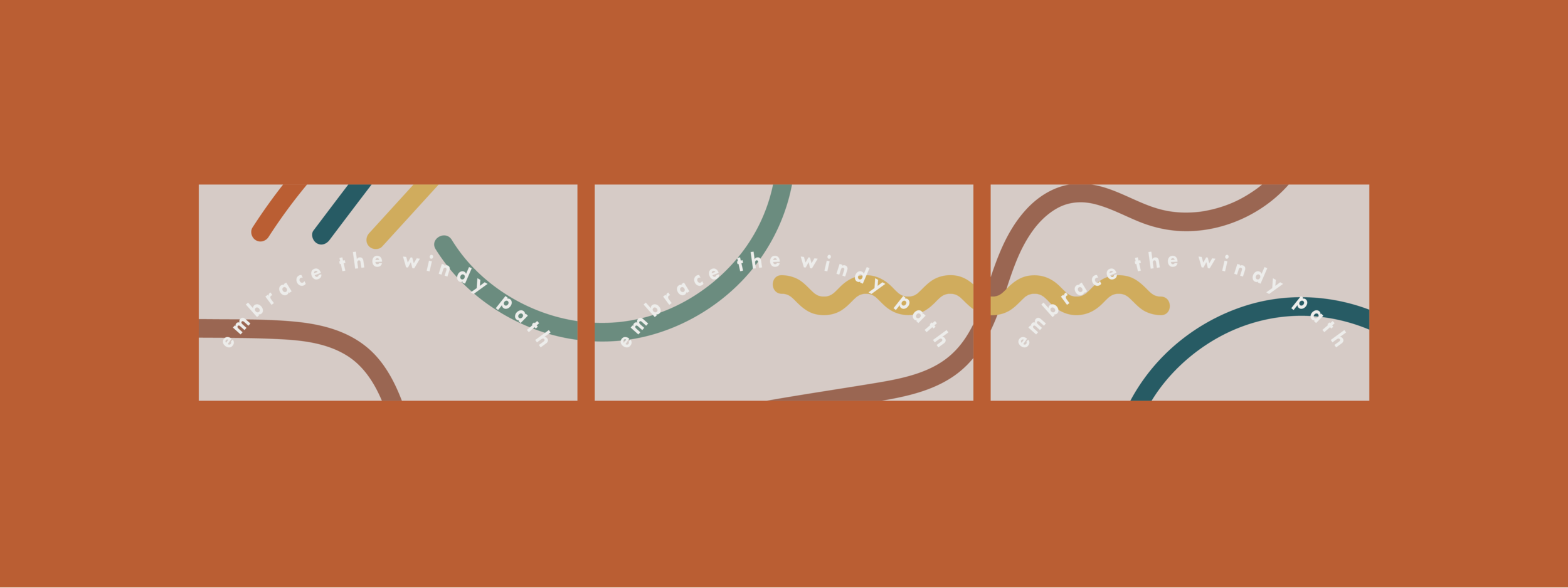 For Amanda’s identity, we explored windy lettering, loops, twists, turns, and squiggles that represent the “all over the place” windy career paths that her clients have found themselves on.