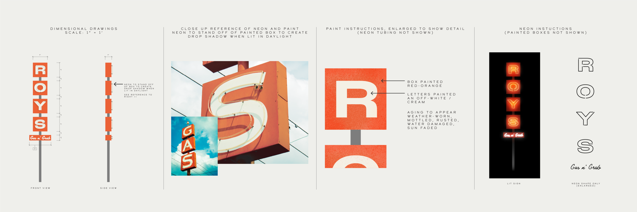 I prepared graphics for construction as a full-scale neon sign, including the creation of to-scale construction drawings and instructions for our scenic artists and fabricators.