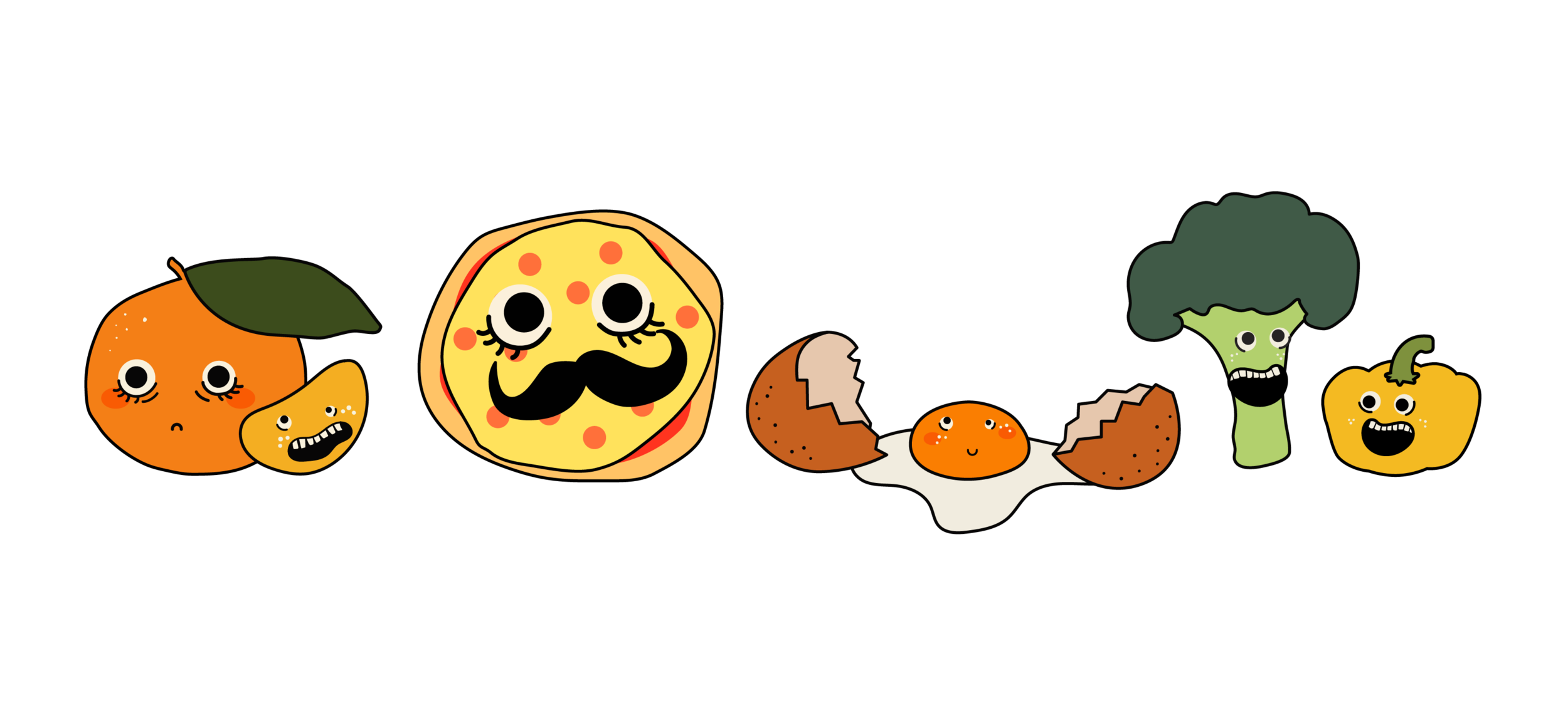 A series of quirky little foodie friends were illustrated in the early phase of the pitching process, to help set the tone of the show.
