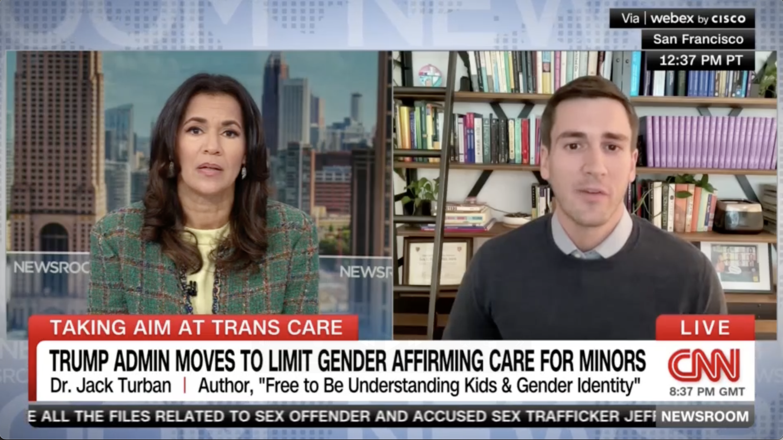 Dr. Jack Turban speaking on CNN about political attacks on medical care for transgender youth.