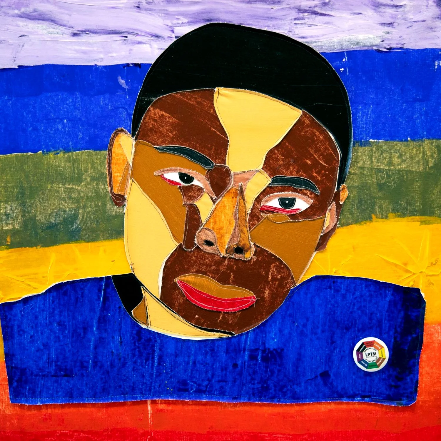"Michael," 2009. Acrylic-painted textile collage. 26" x 32". $850