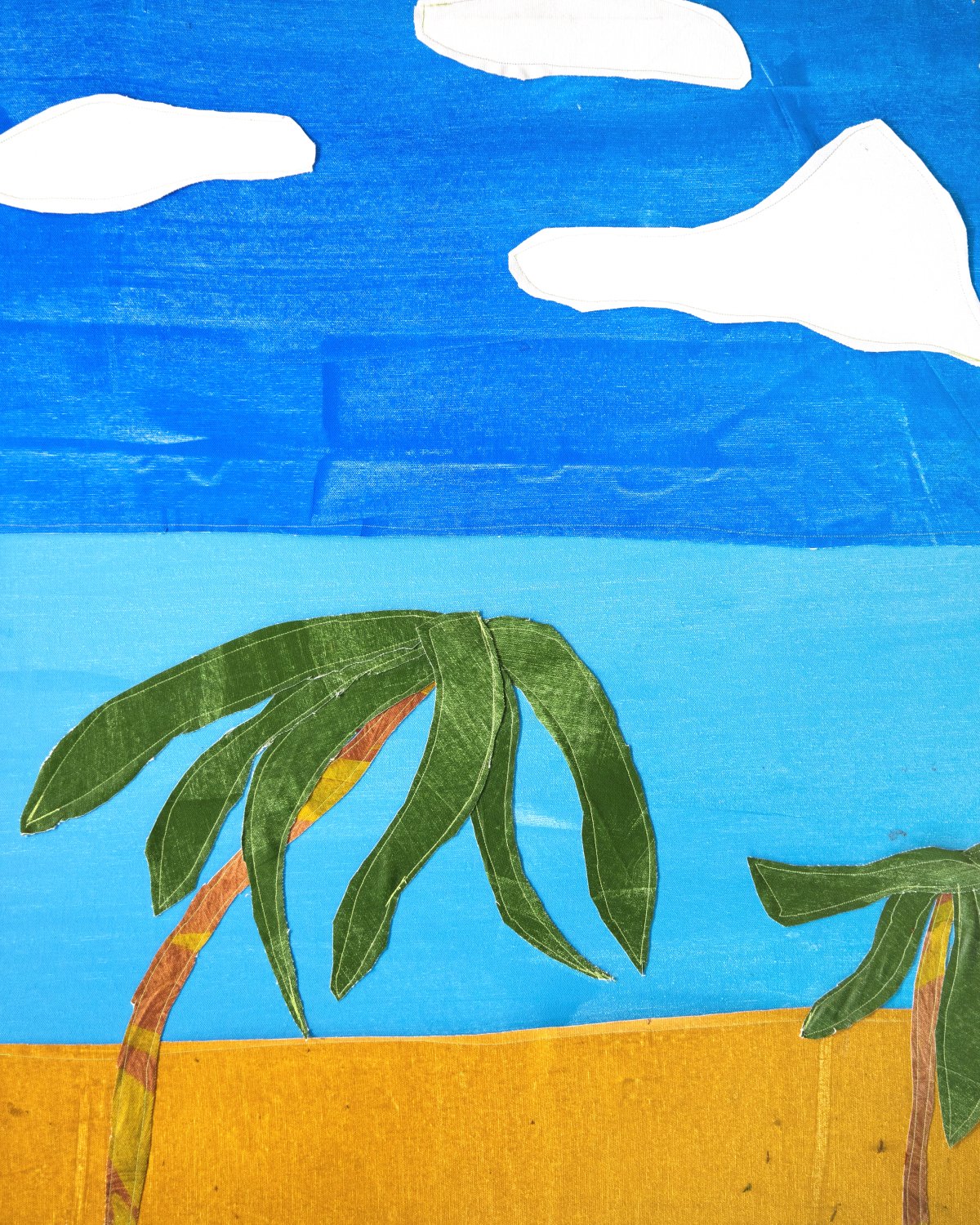"Paradise," 2014. Acrylic-painted stitched canvas. 28" x 32". $900