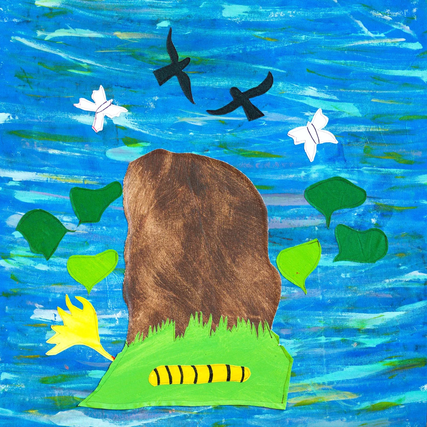 "The Garden in Our Home," 2022. Acrylic-painted stitched canvas. 32" x 32". $1,000