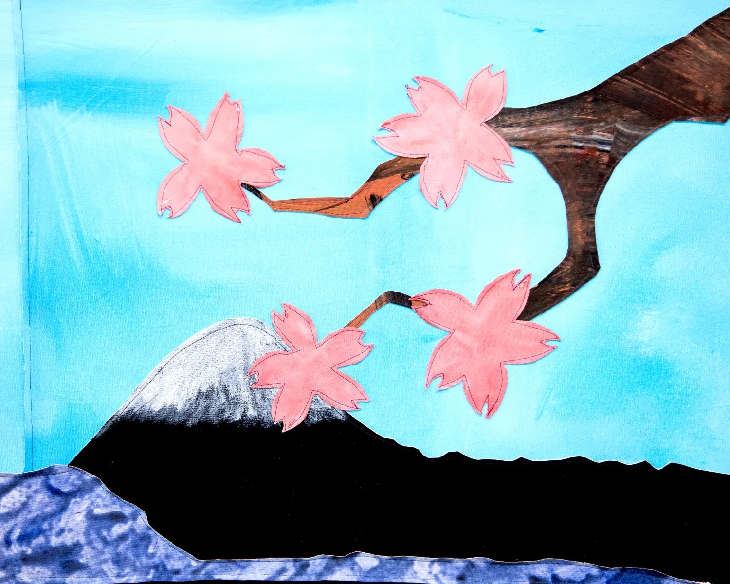 "Mount Fuji," 2017. Acrylic-painted stitched canvas. 40" x 28". $1,100