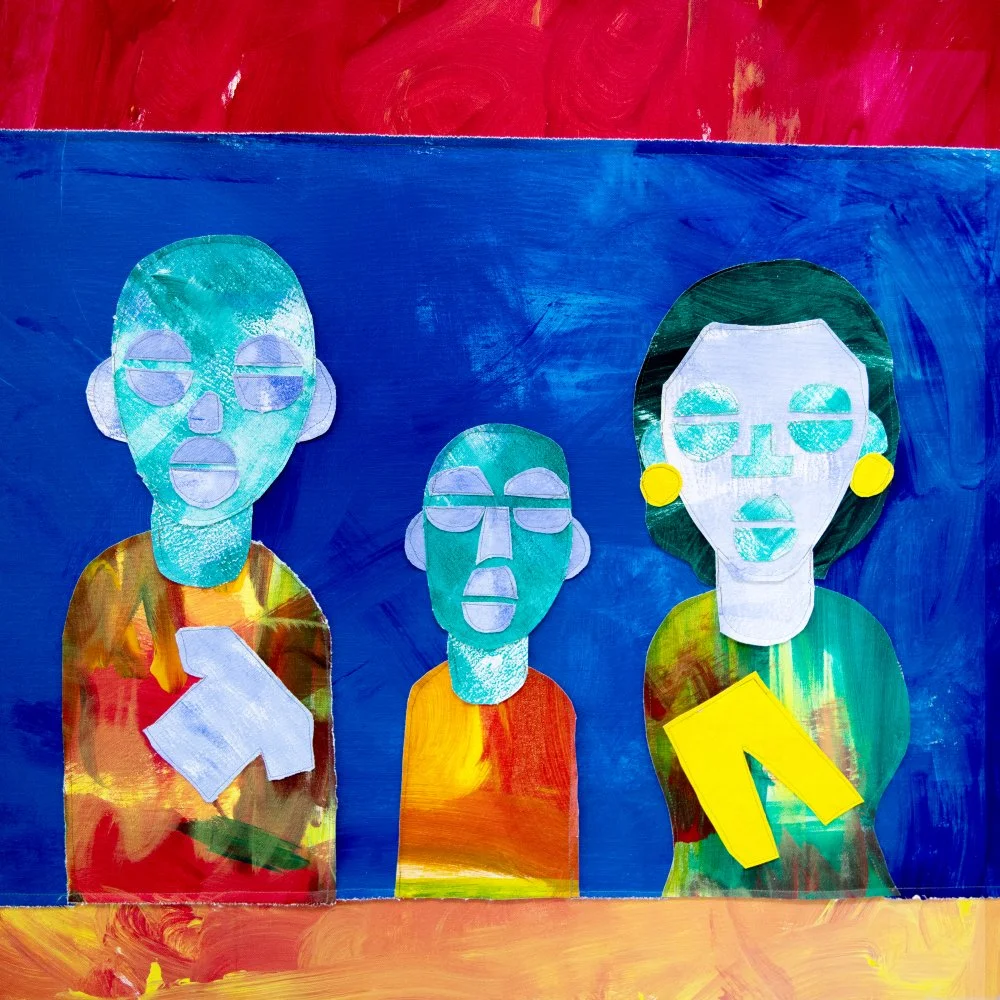 "Provide," 2013. Acrylic-painted textile collage. 32" x 32". $1,000