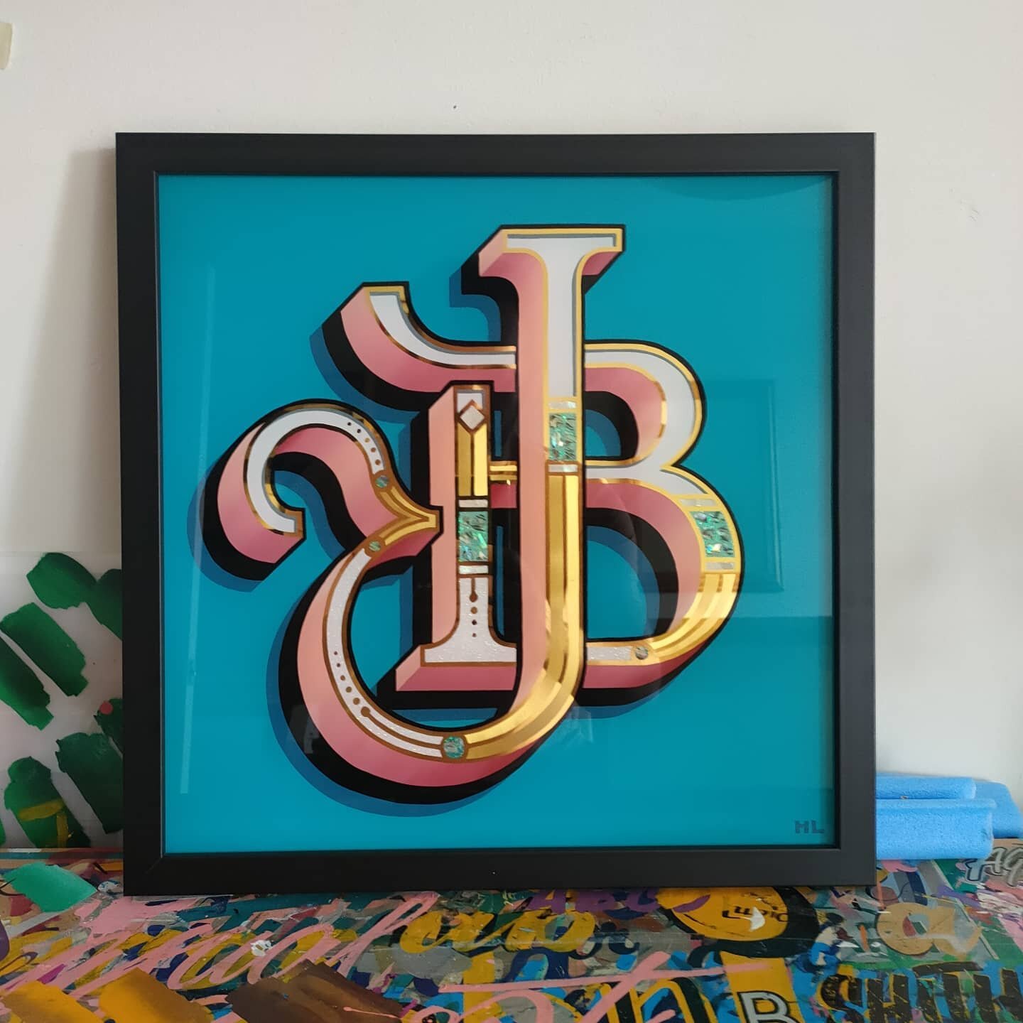 Another glamorous monogram completed for @jestival and @likesnicephotos . I always really.enjoy the challenge of trying to squish multiple letters together. Some combinations are a lot more tricky however. For this JB we decided to simply put the J o