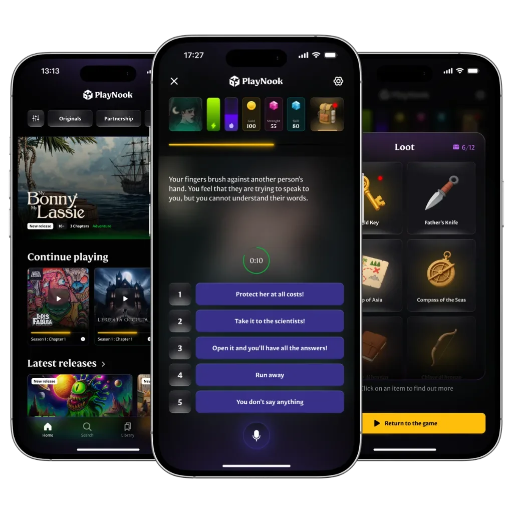 PlayNook mobile app for interactive audio books