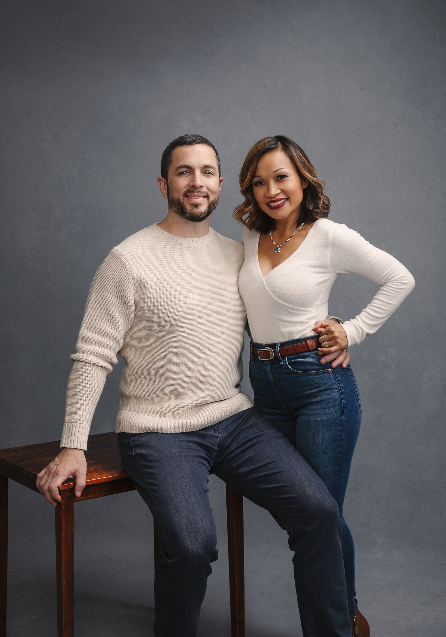 Husband and wife photographed by Mayumi Acosta in Sacramento, CA