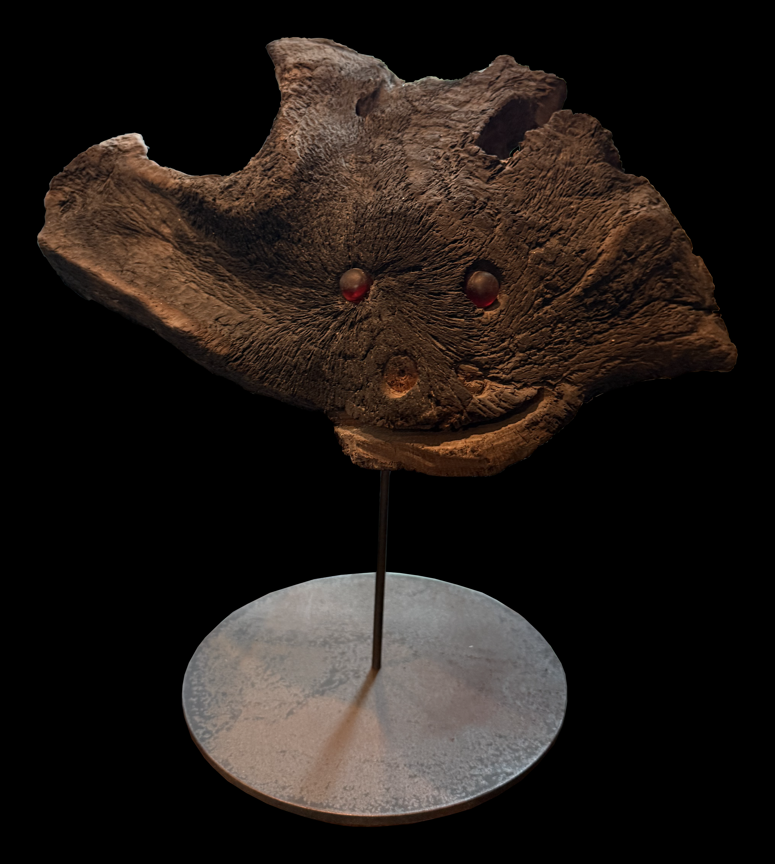 Stingray - c. 1970's - wood and marble eyes - on stand