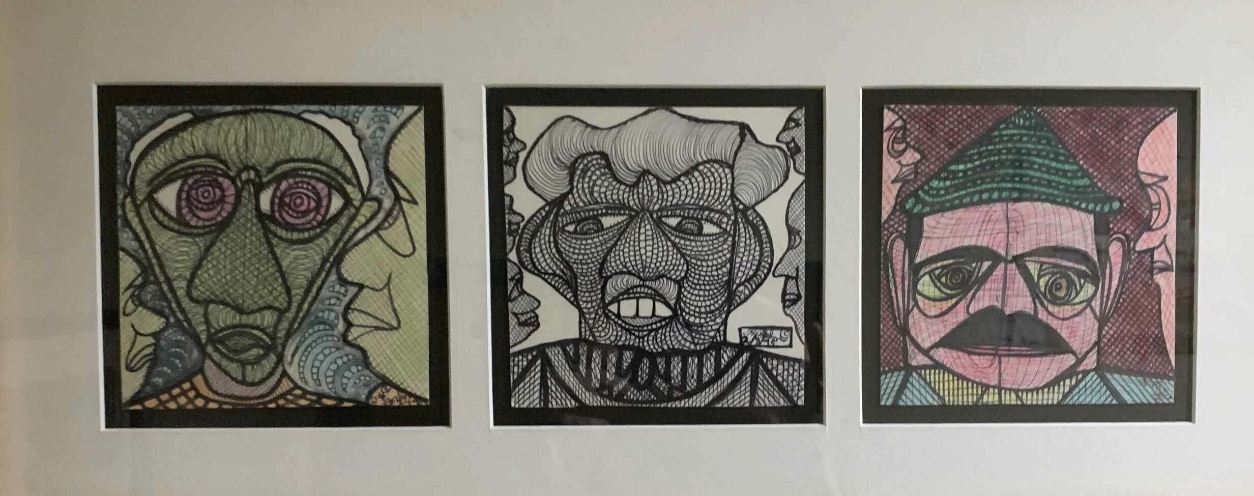 Ear Twister and others - 3 drawings - 1995 - 20x6 - ink on board