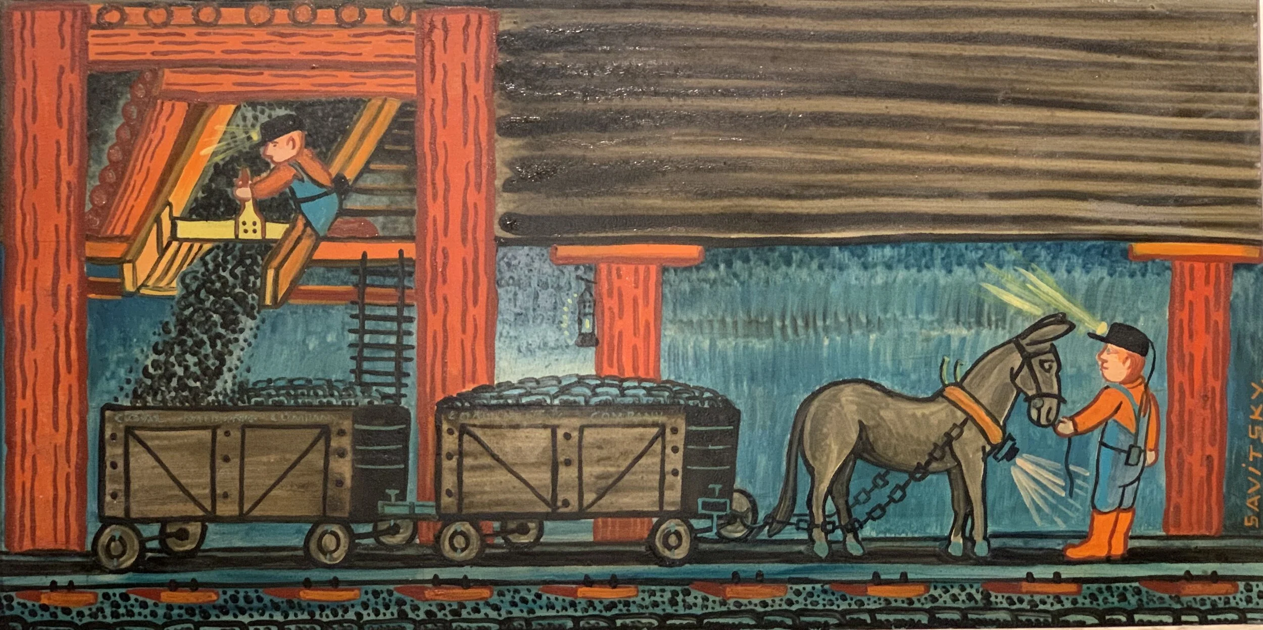 Coal Hopper - 11x21 - oil paint on masonite board