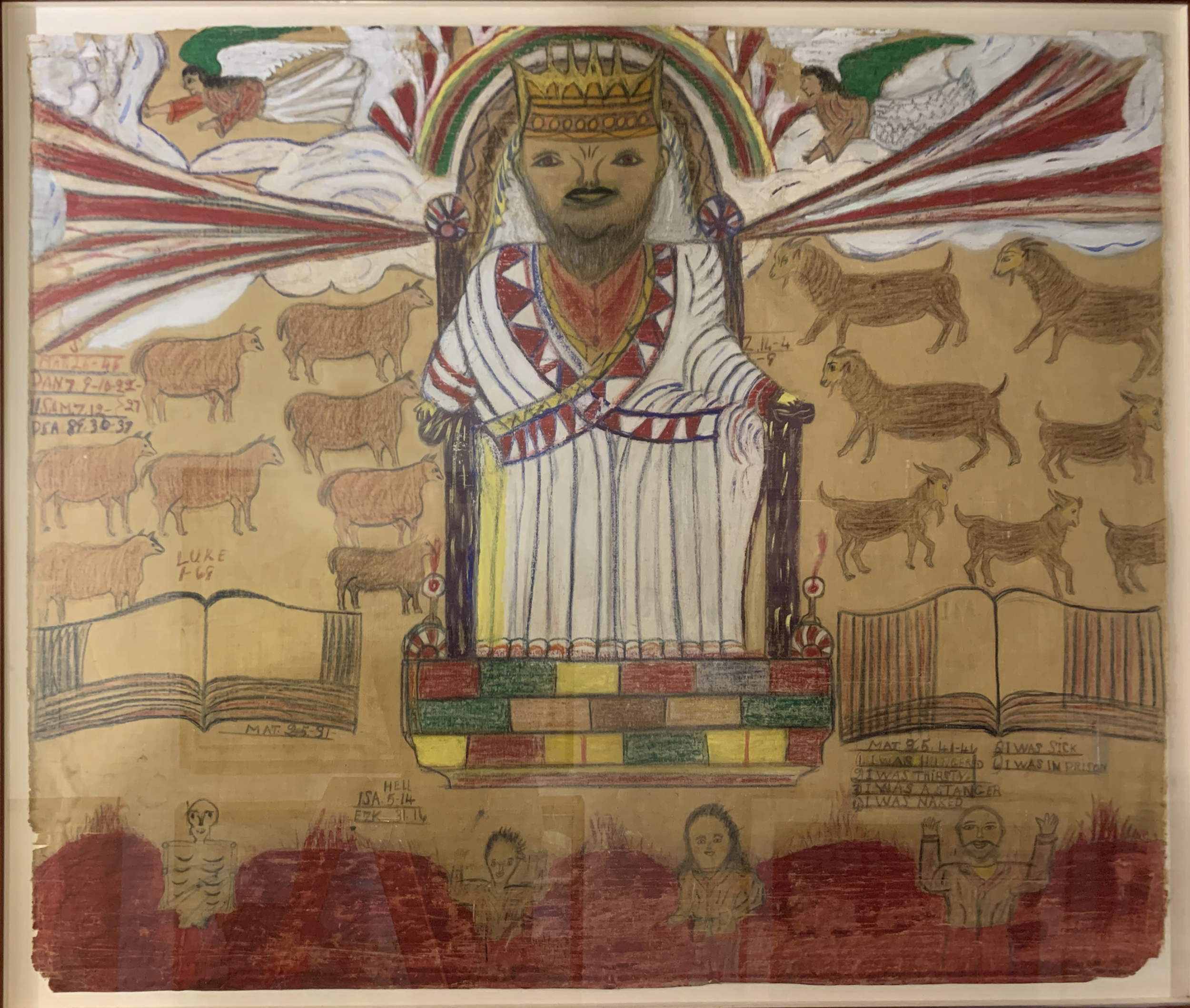 King on Throne - circa 1950 - 45x54 - crayon on window shade