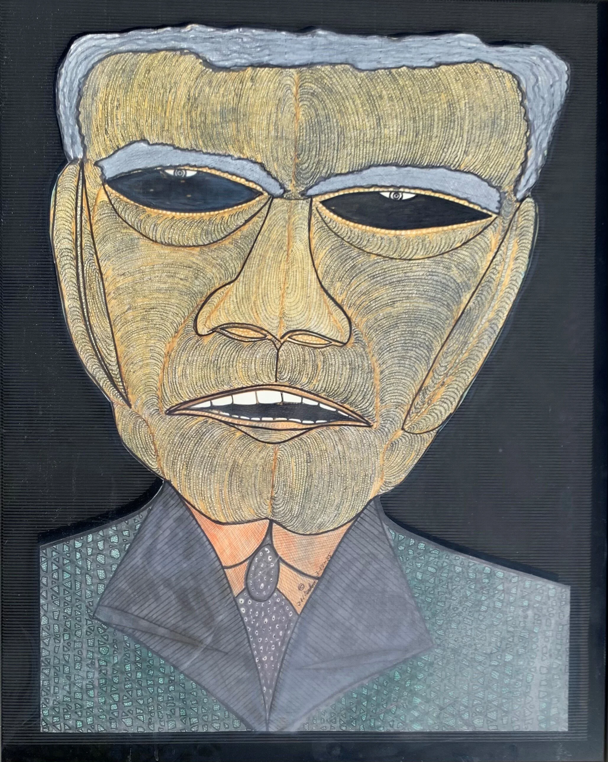 Single figure with silver hair - March, 1985 - 27.5x22 - marker on cardboard
