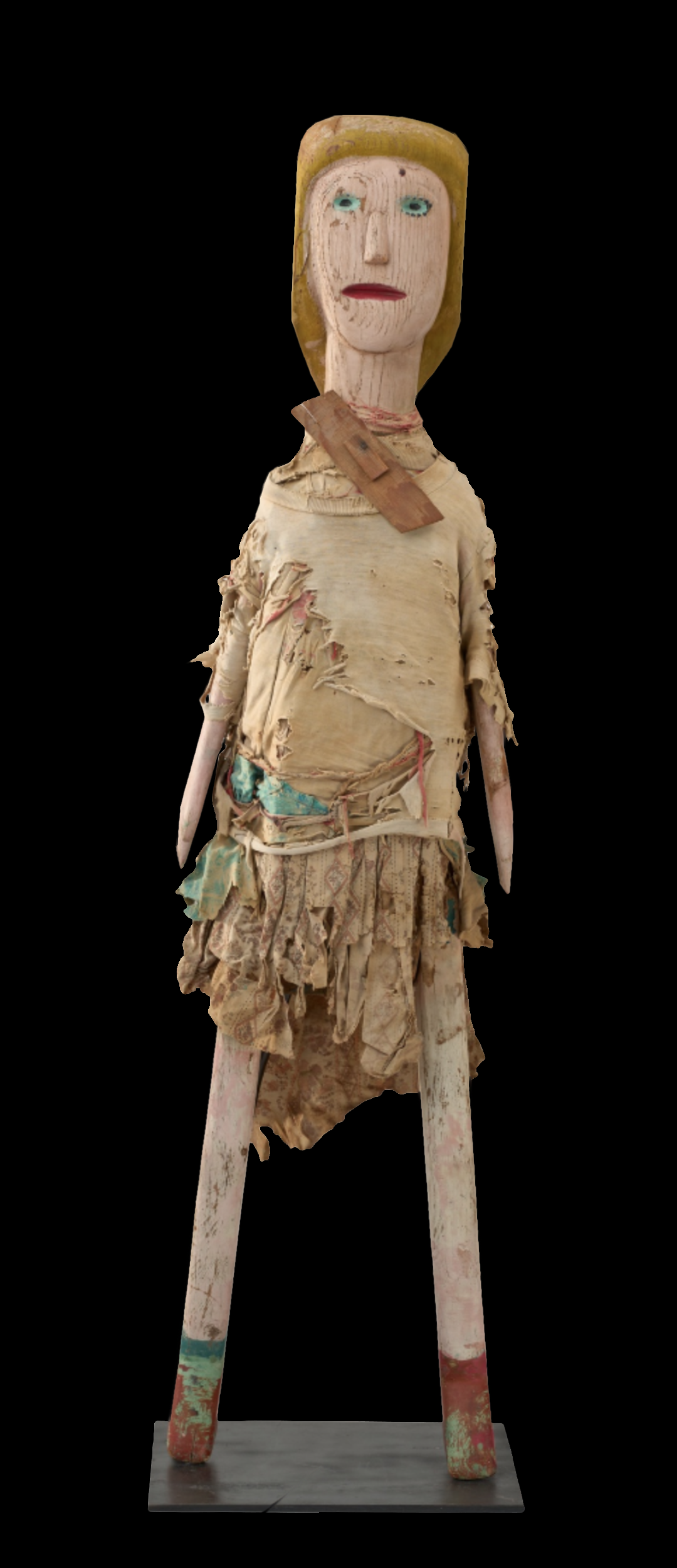 Possum Trot Doll - 43 x 11 1/2 x 8 1/2 - fabric and paint on carved wood - circa 1950 - 1960