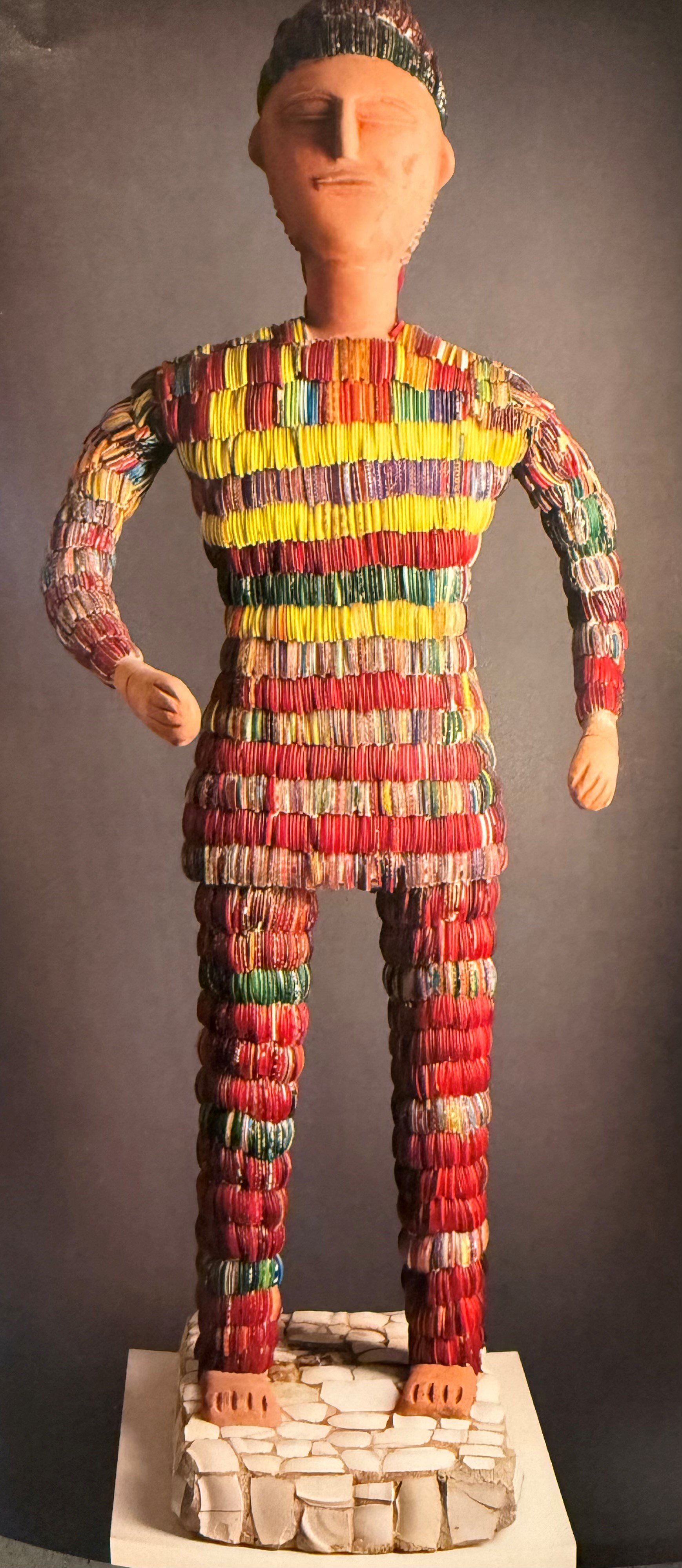 Untitled - c. 1965 - Glass bracelet fragments, cement, mortar, and iron armature - 47" x 18" x 16"