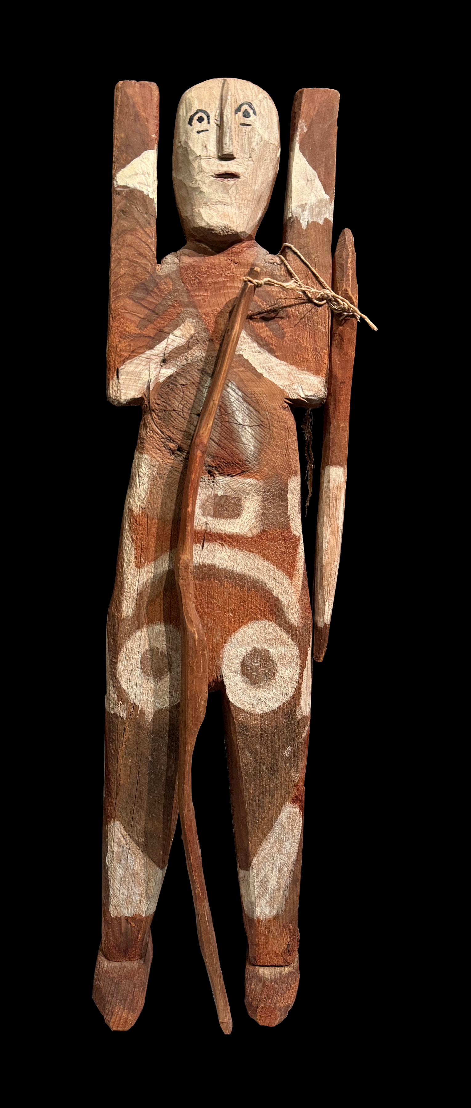 Untitled Figure with bow and arrow - paint on wood - 26 1/2 x 7 1/4 x 4 1/4