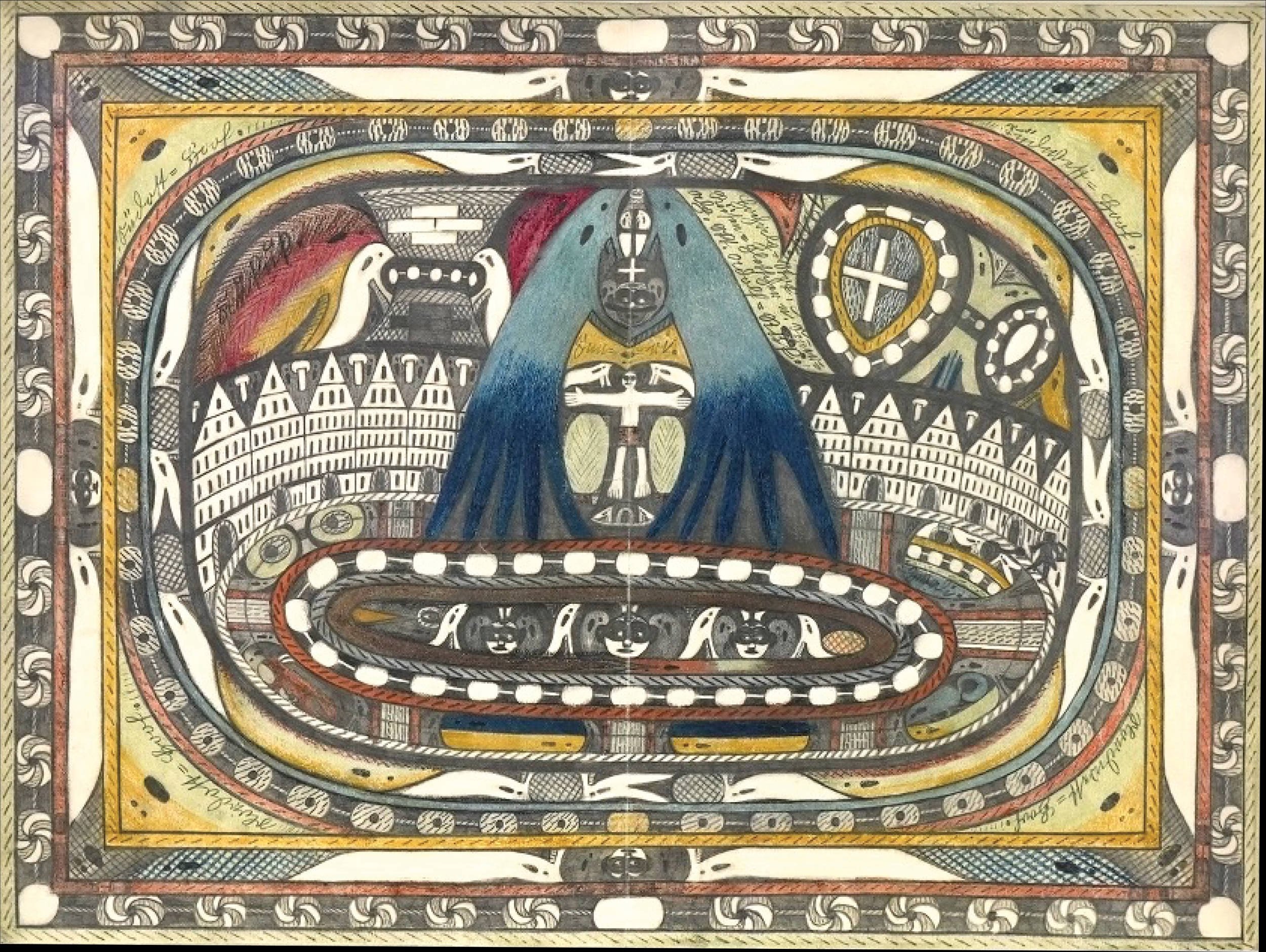 Riesen-stadt  Aschen Hall auf den nordlichen Baleren Im Konigreich Spanien - 1917 - crayon and colored pencil - 21x27