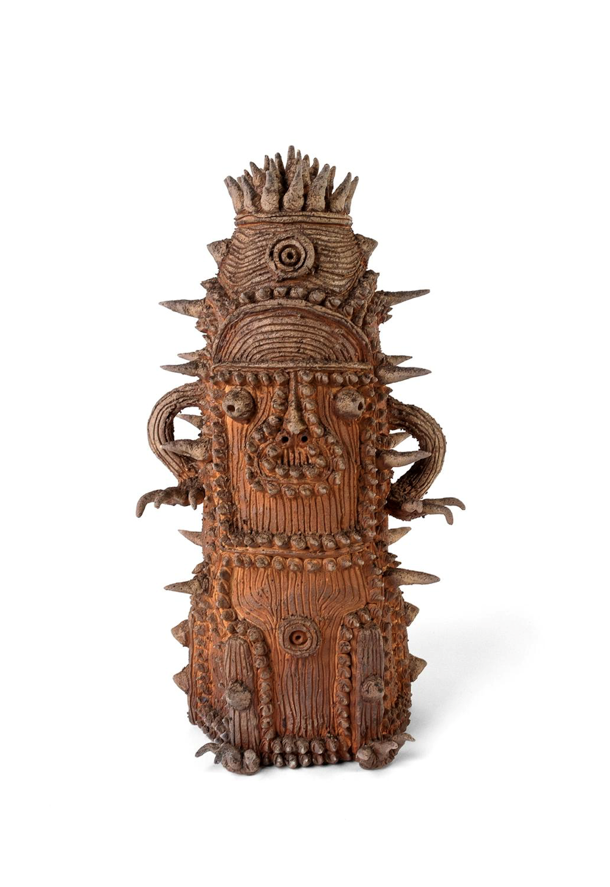 Untitled creature number 176 - 14 1/2 × 6 1/2 × 7 in - clay, paint, glaze