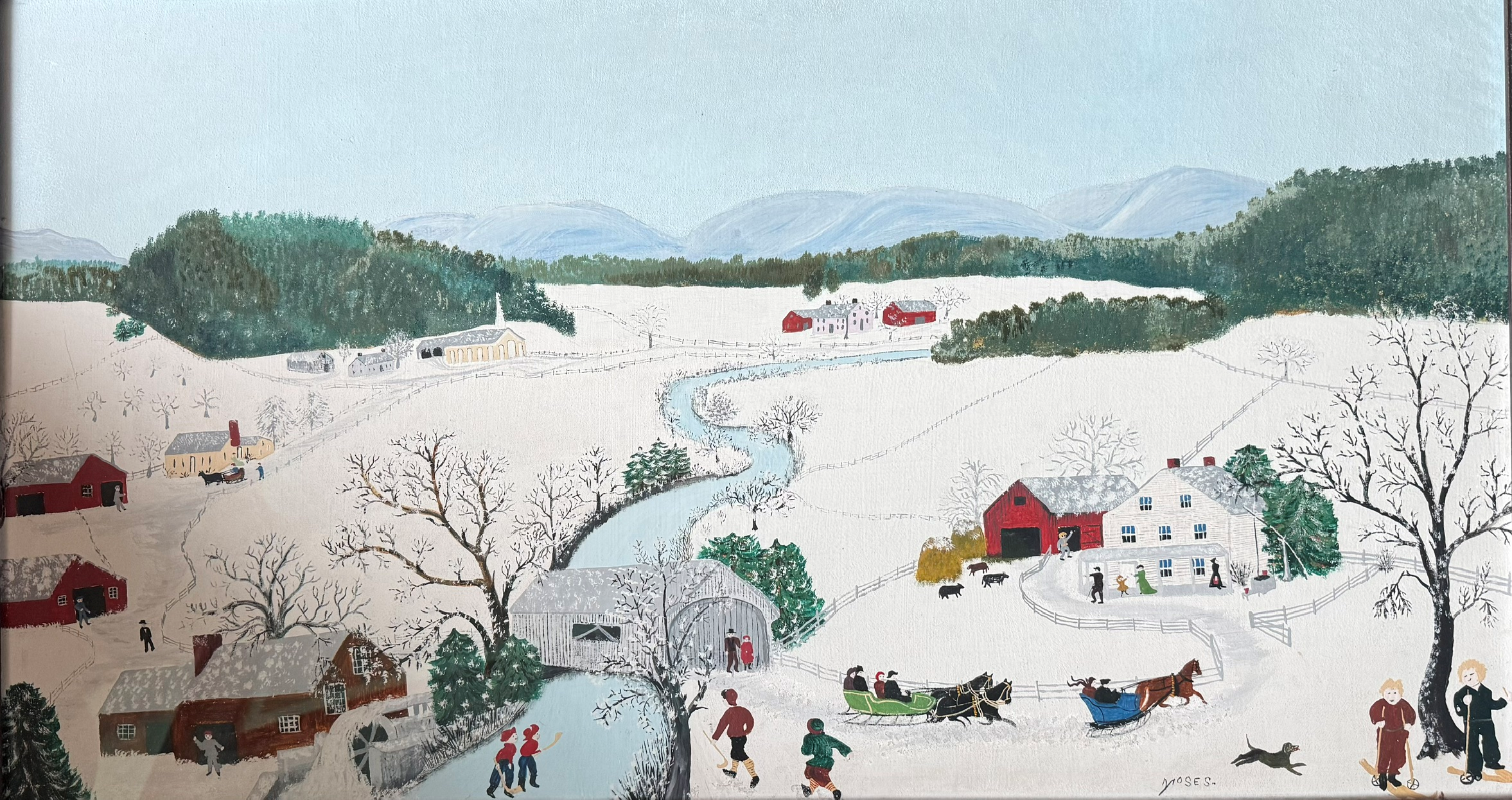Over the river to Grandma's House - 1944 - oil on pressed wood - 20 x 36