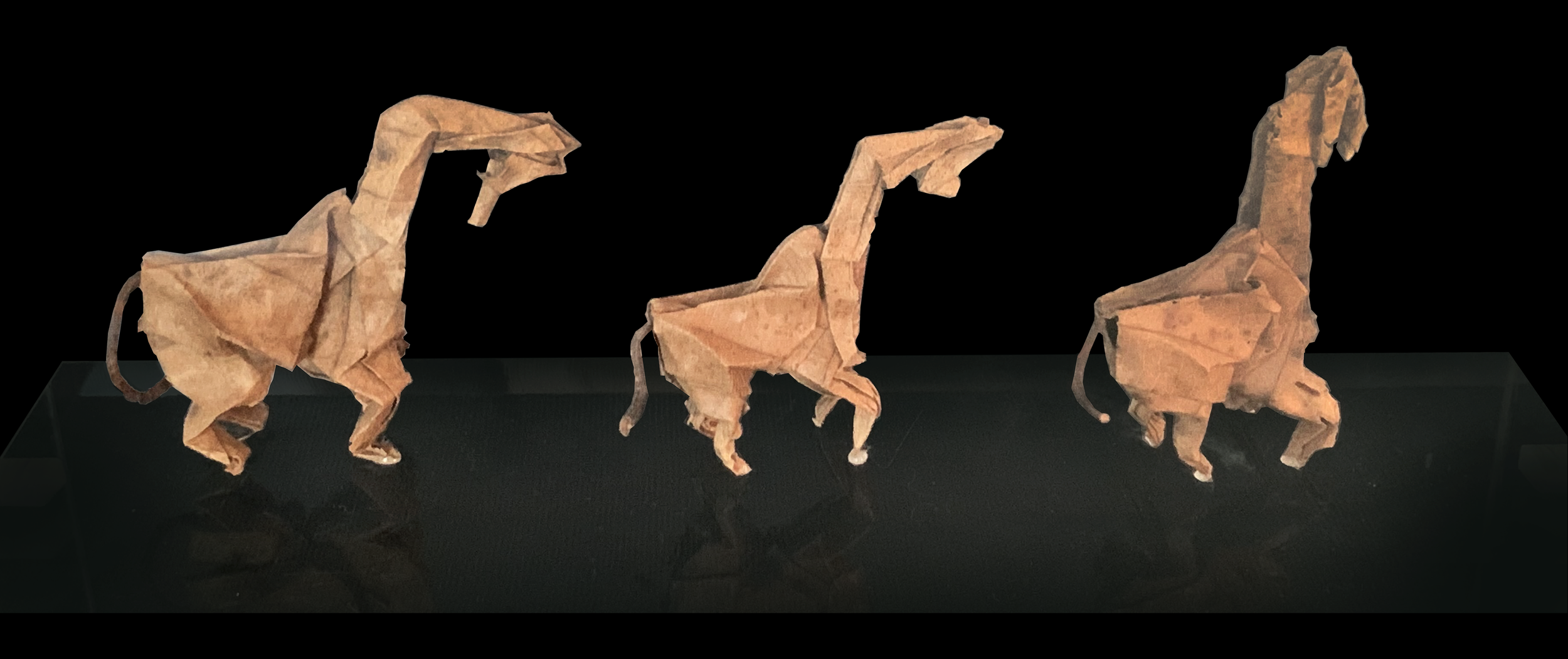 Giraffes - 3x6 - folded oak leaves - 2022