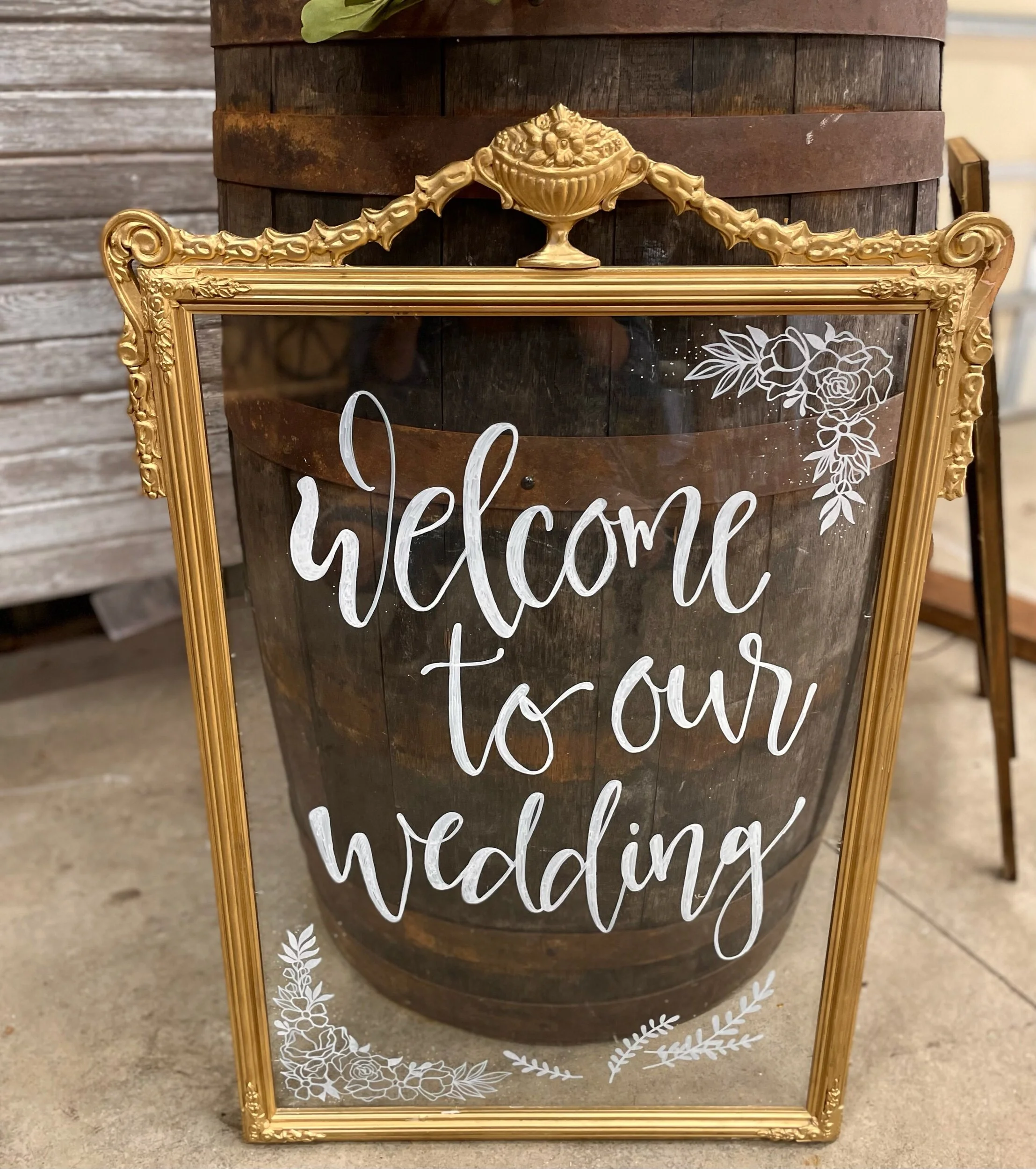 Gold Glass Welcome Sign - $15    /   *Cannot be customized