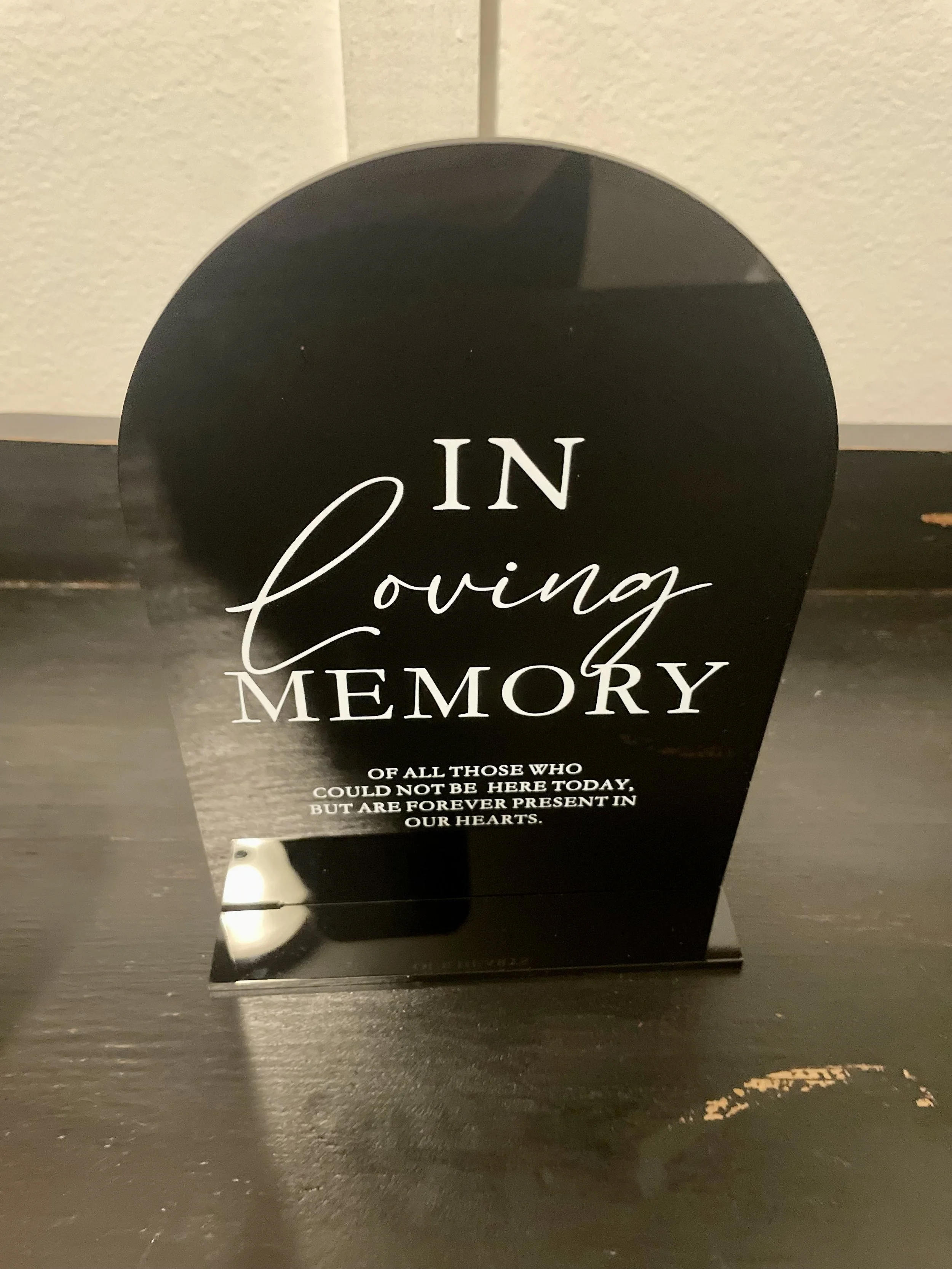 Black Arched In Loving Memory (5" x 7") - $3