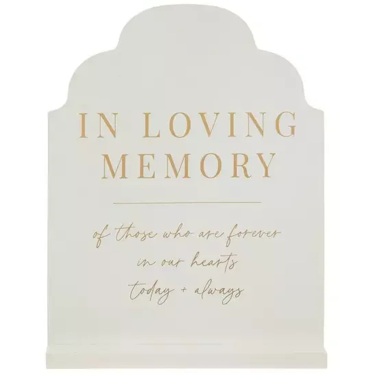 "In Loving Memory" White/Gold Writing - $3