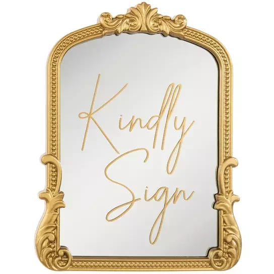 Gold Mirror "Kindly Sign" (12"x9") - $3