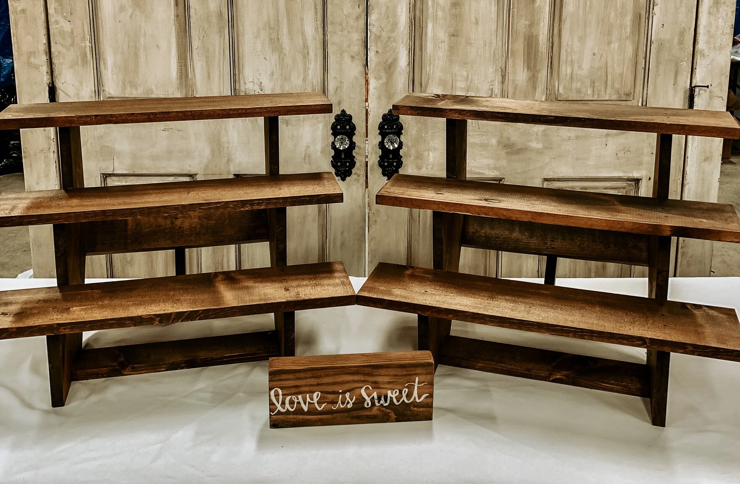 Cupcake Steps #1 (3 tier) 2 available - $15 each
17" Tall x 23.5" Long x 15.5" Wide
