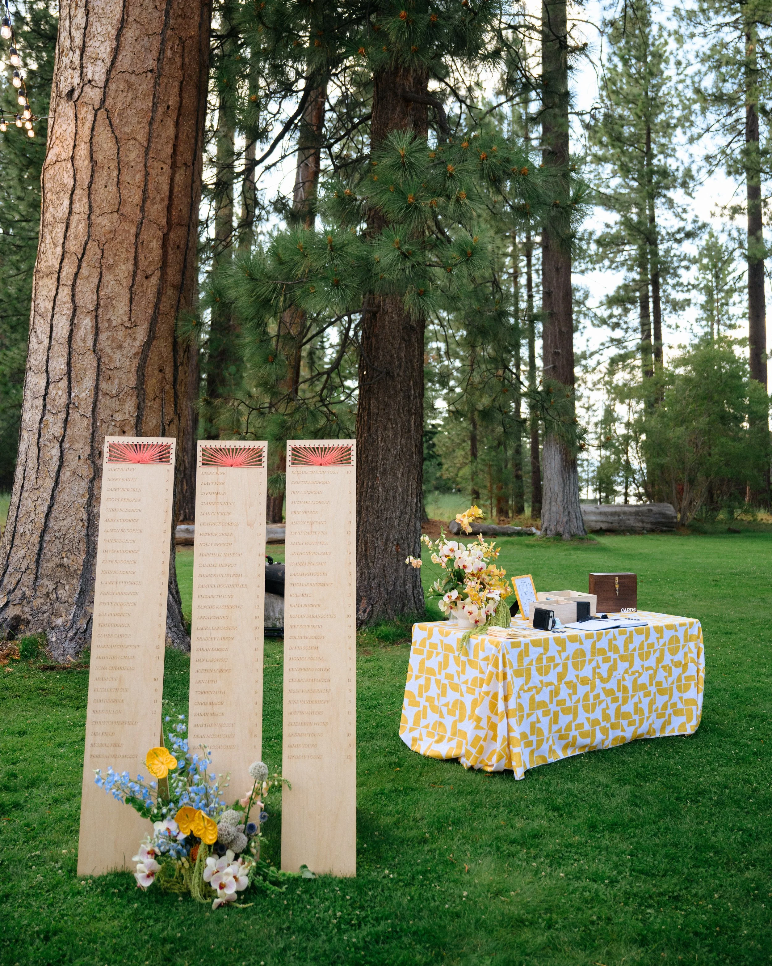Lazor cut seating chart with woven detail for wedding