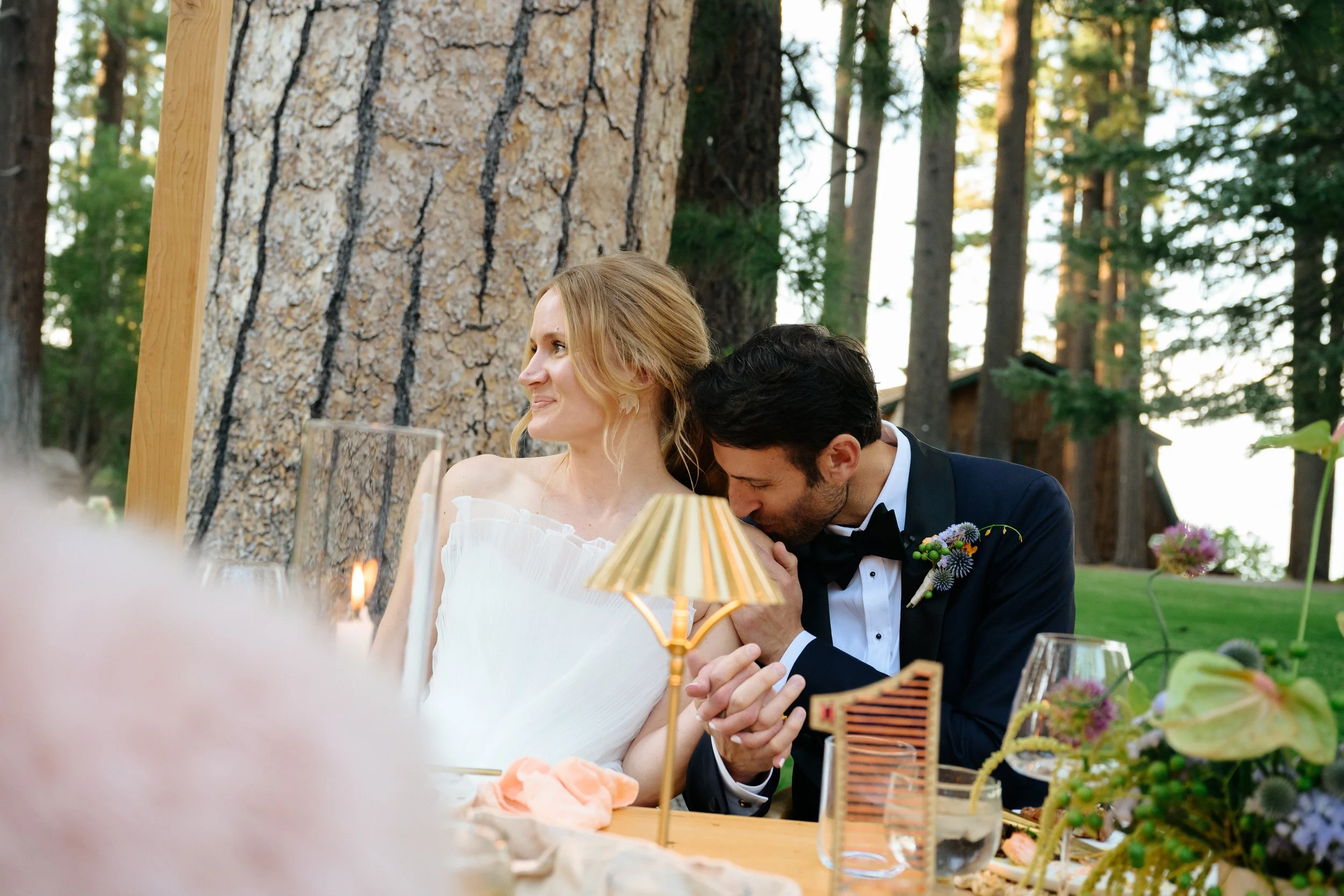Bride and Groom in modern attire at their wedding